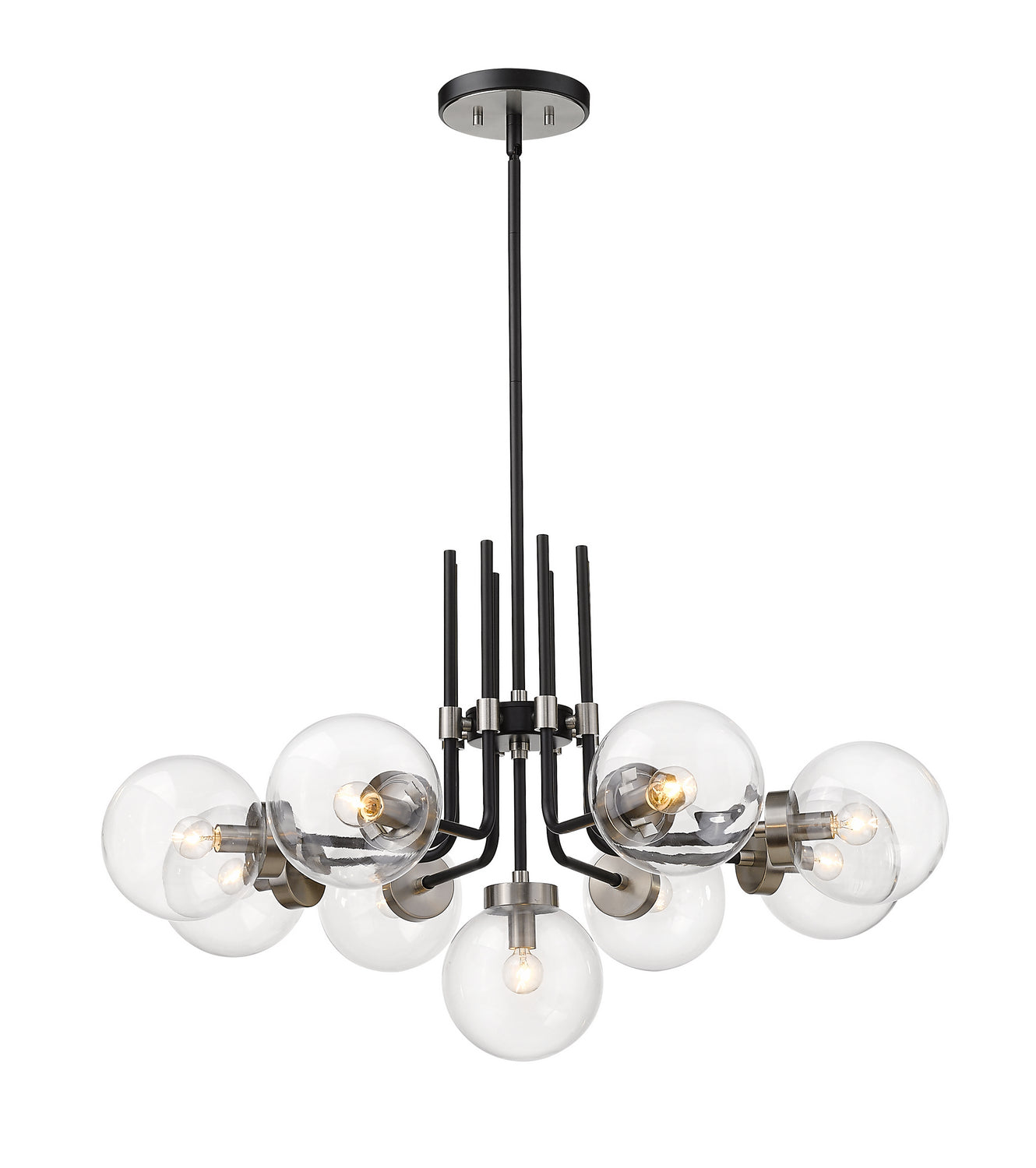 Z-LIte Parsons 9-Light Chandelier In Matte Black & Brushed Nickel