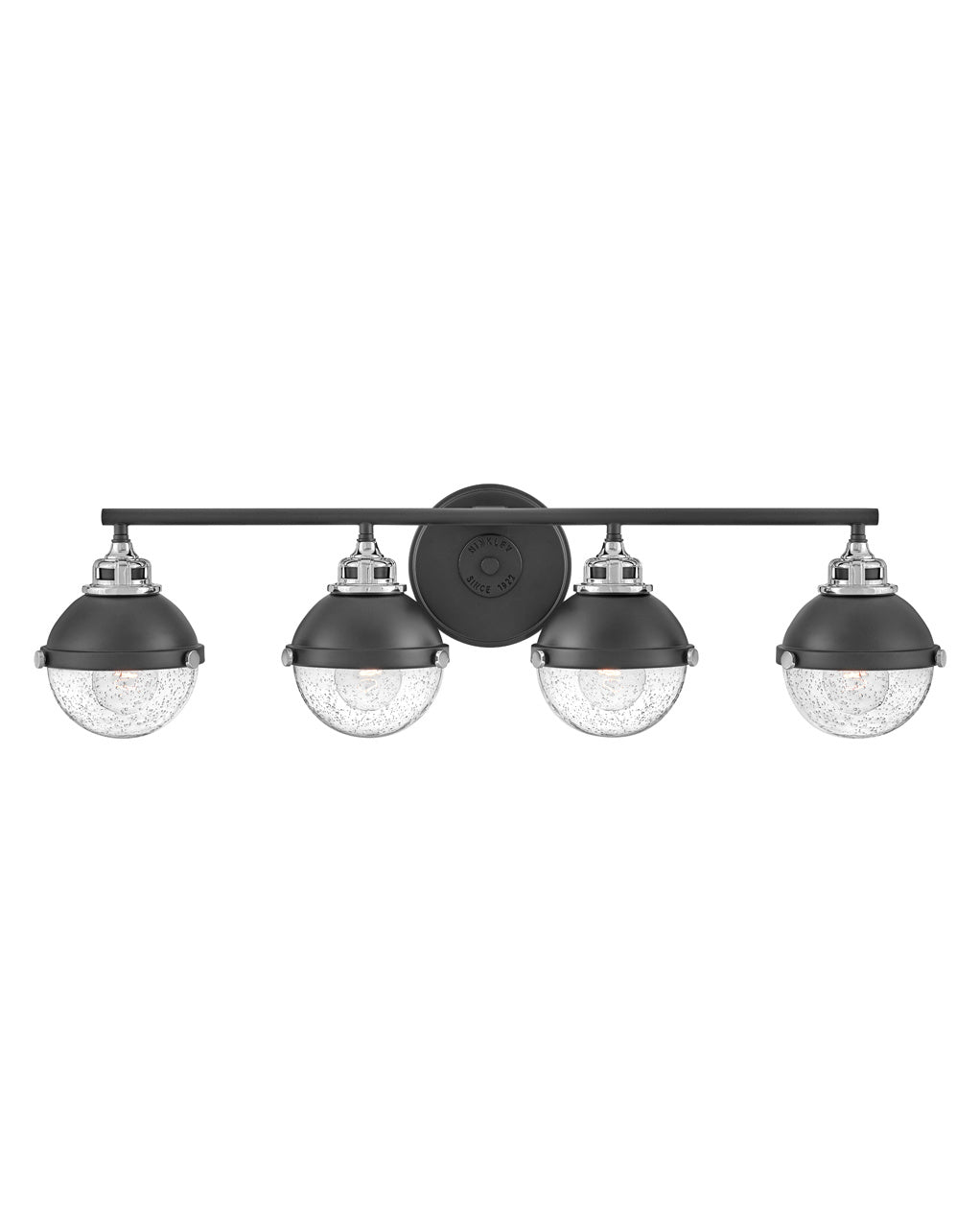Fletcher Four Light Vanity In Black With Chrome Accents