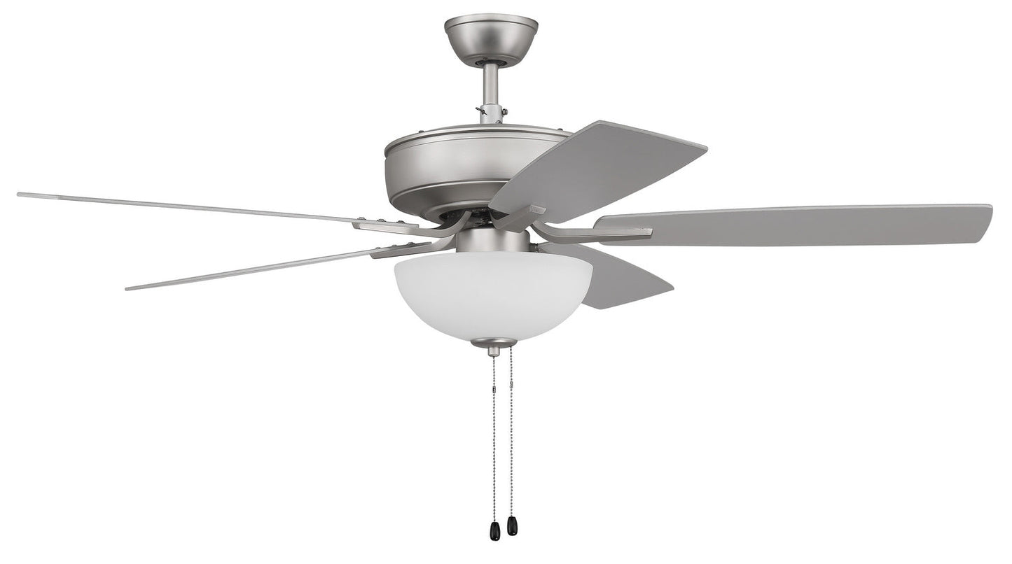 Pro Plus 211 White Bowl Light Kit 52" Ceiling Fan In Brushed Satin Nickel