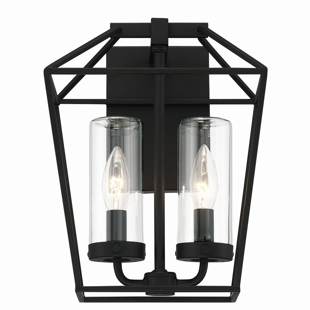 Bastille 2-Light Outdoor Wall Sconce In Satin Black