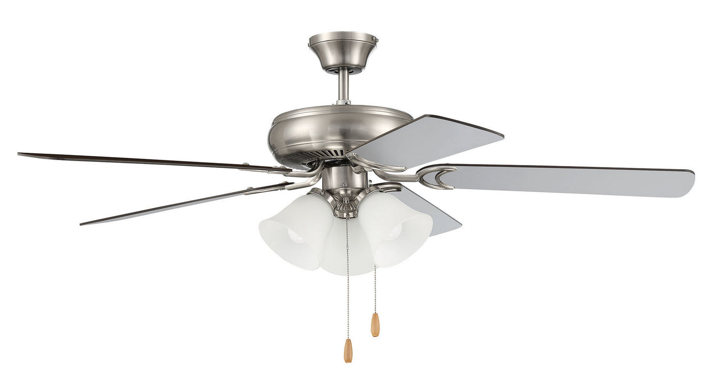 Decorator's Choice 3-Light Kit 52" Ceiling Fan In Brushed Polished Nickel