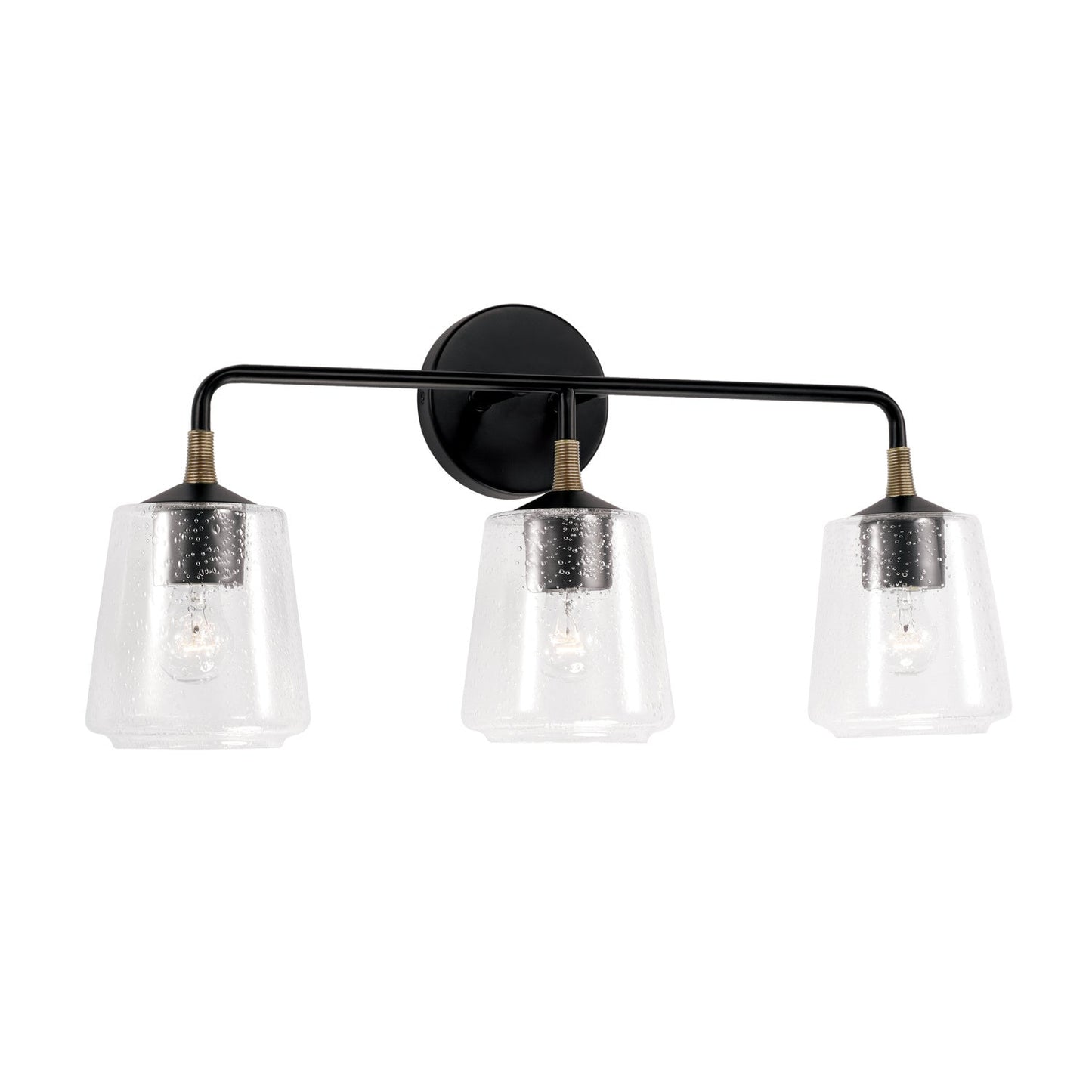 Amara 3-Light Vanity In Matte Black With Brass