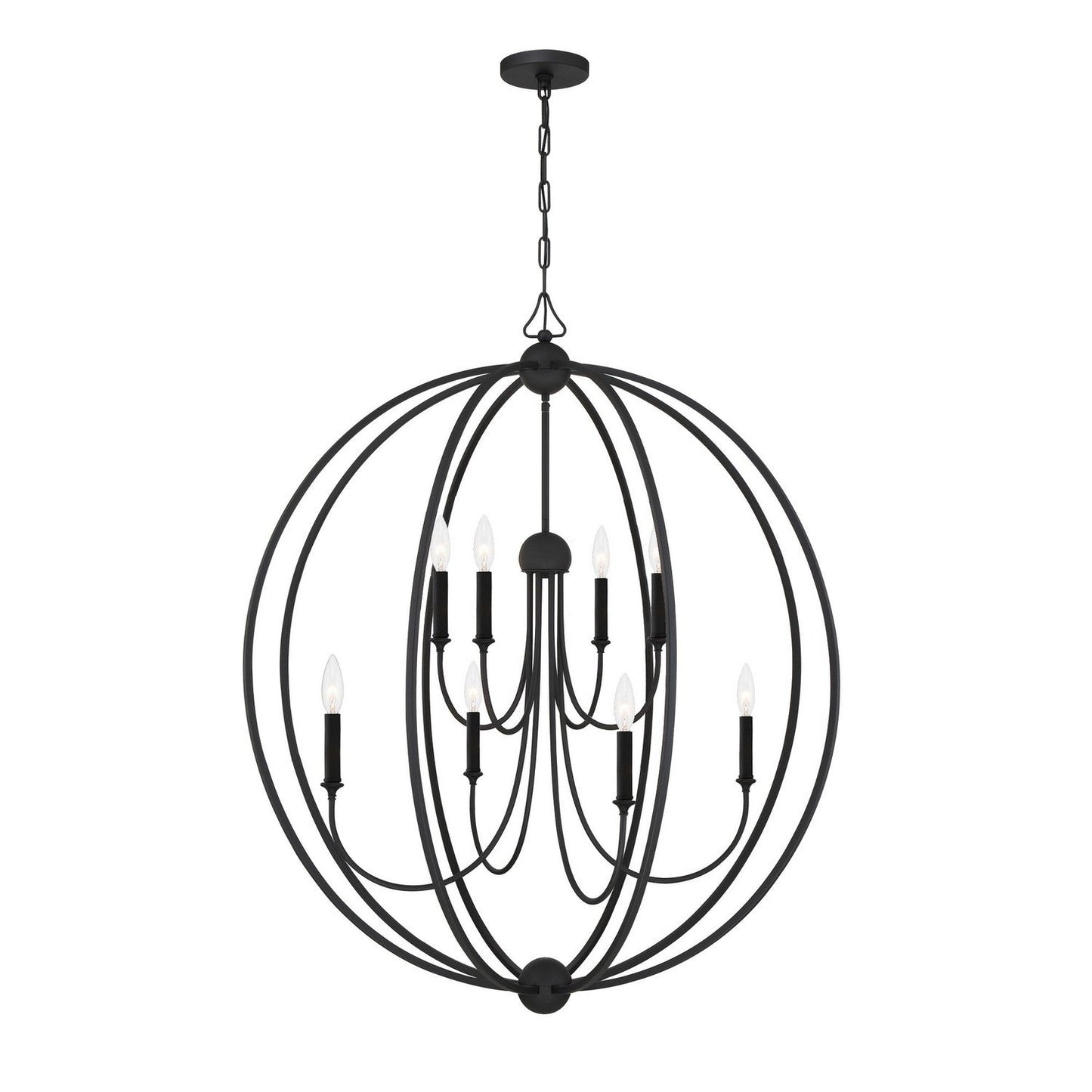 Sylvan 8-Light Chandelier In Black Forged With No Shade