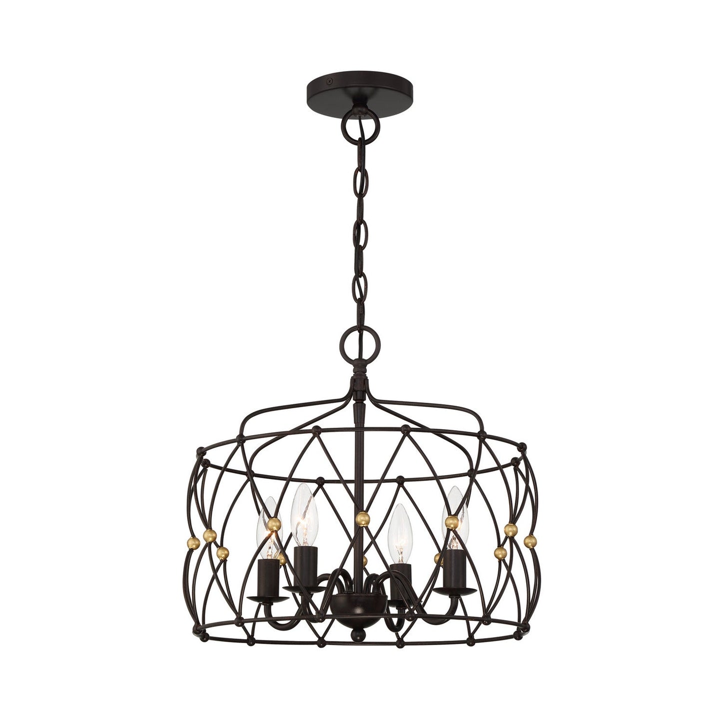 Zucca 4-Light Lantern In English Bronze & Antique Gold