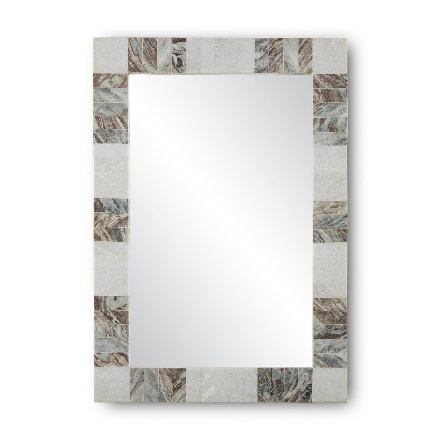Elena Mirror In White/Brown/Mirror