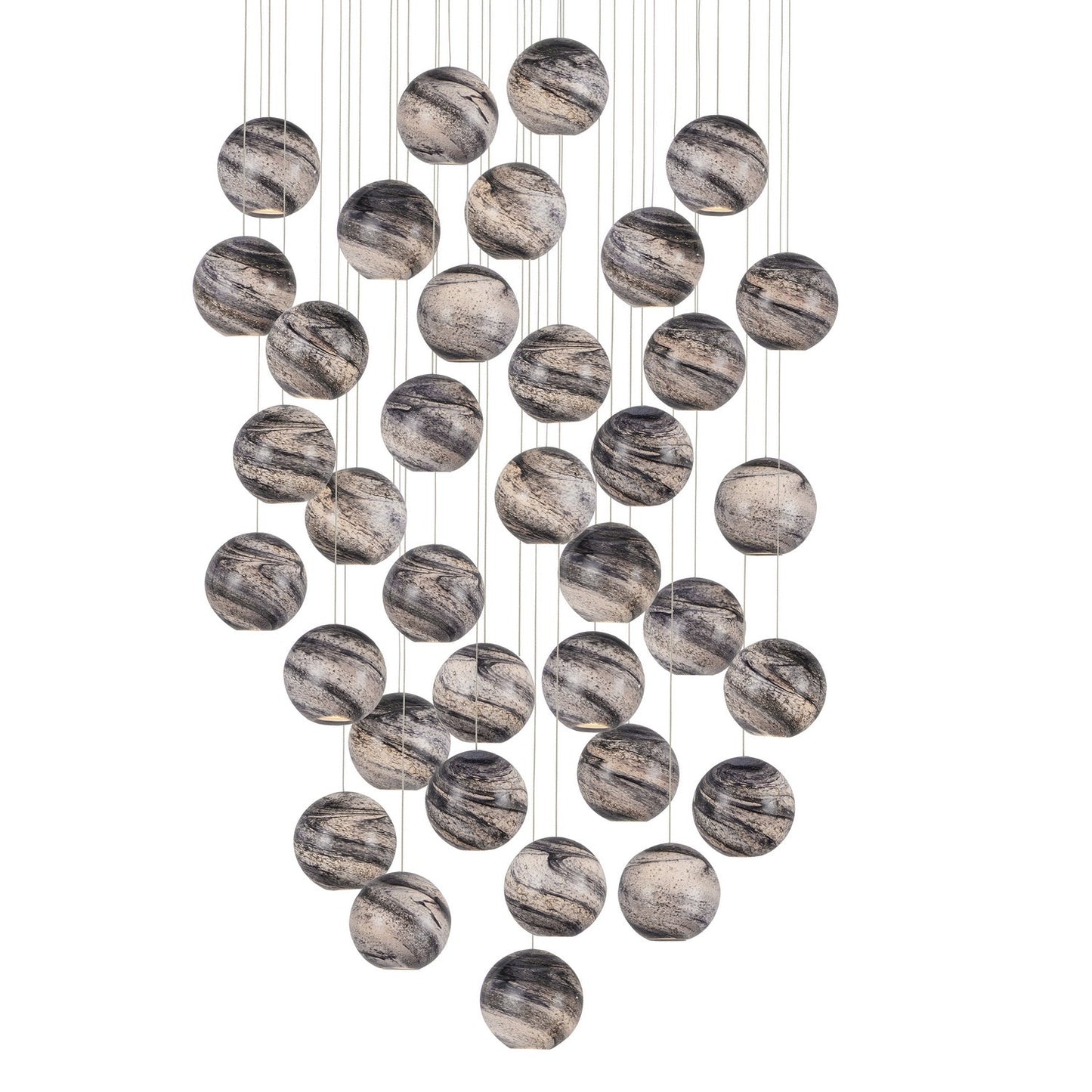 Palatino 36 Light Pendant In Blue Marbeled/Silver