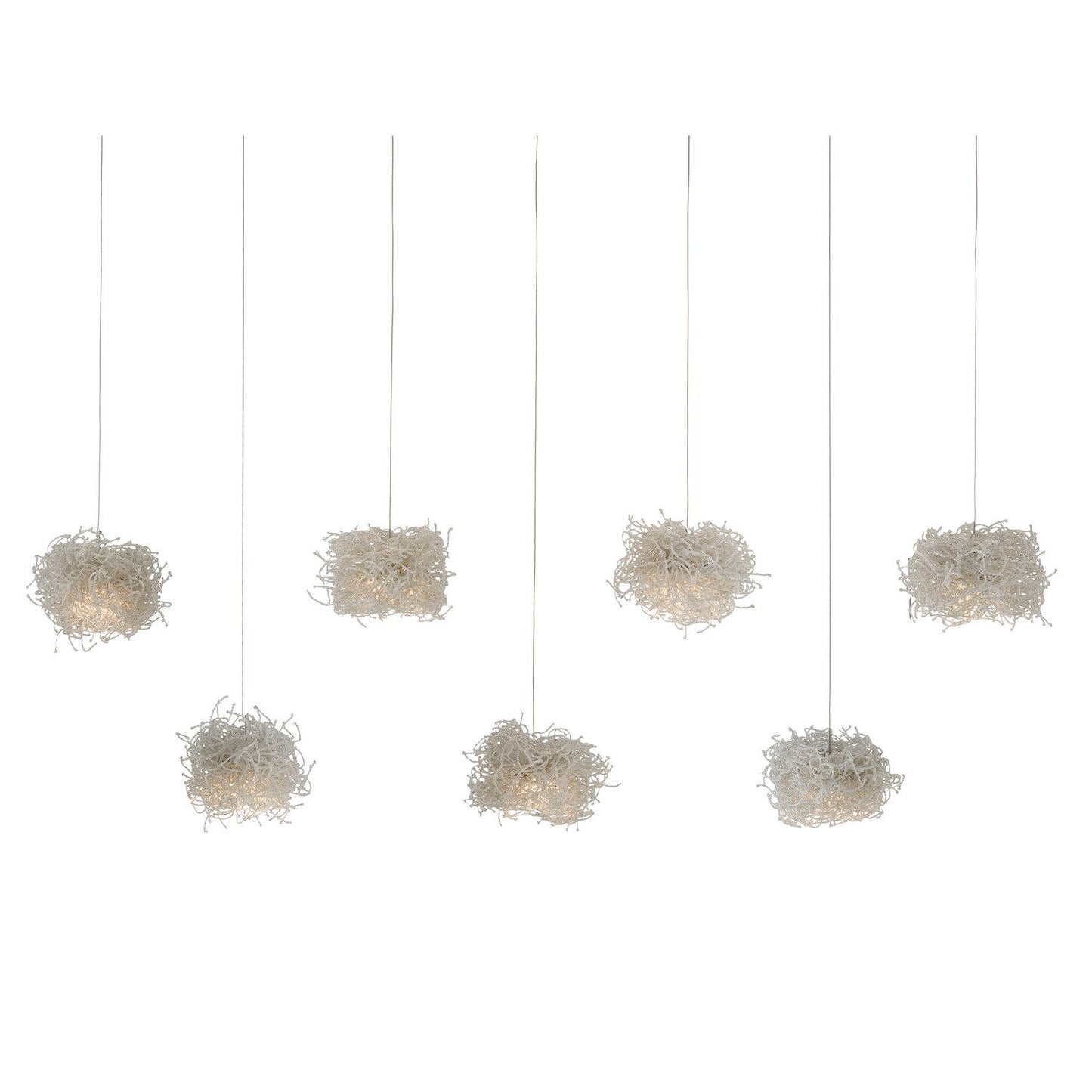 Birds Nest 7-Light Pendant In Clear/Silver