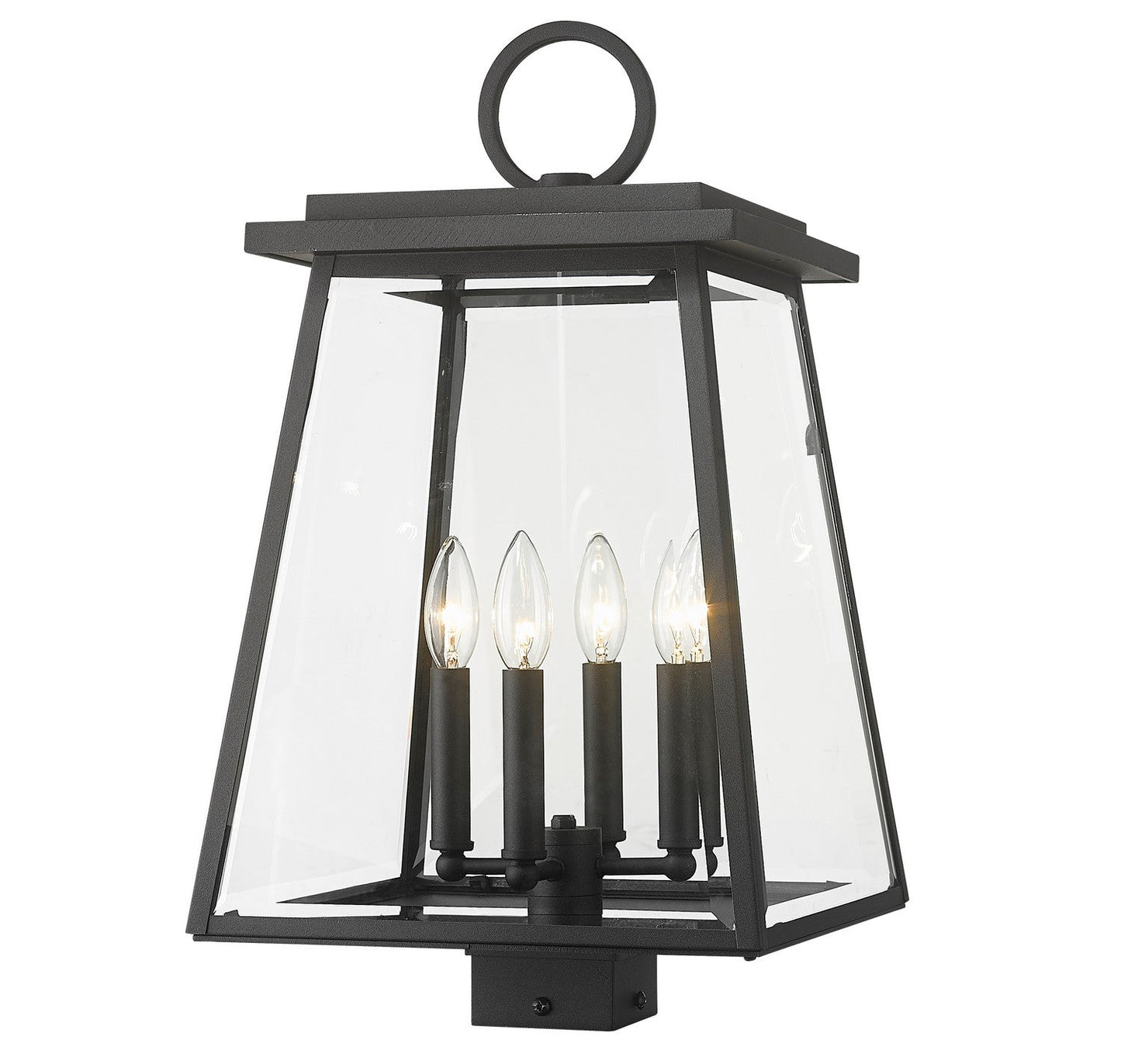 Z-LIte Broughton Four Light Outdoor Post Mount In Black