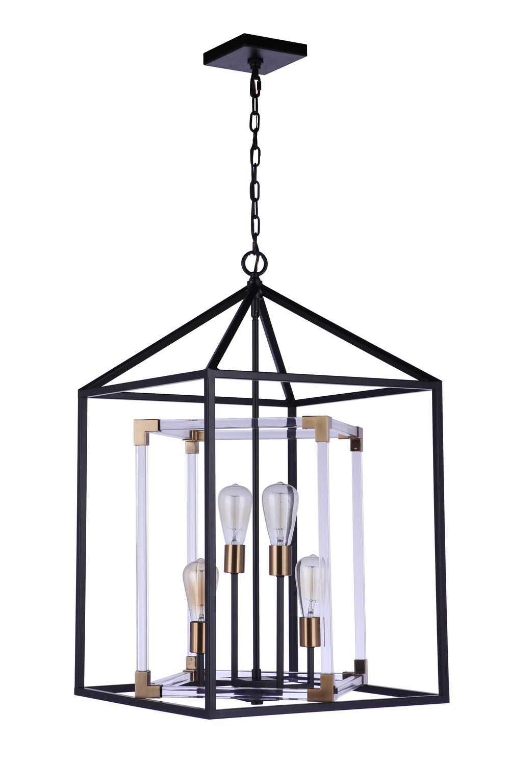 Aaron 4-Light Pendant In Flat Black/Satin Brass
