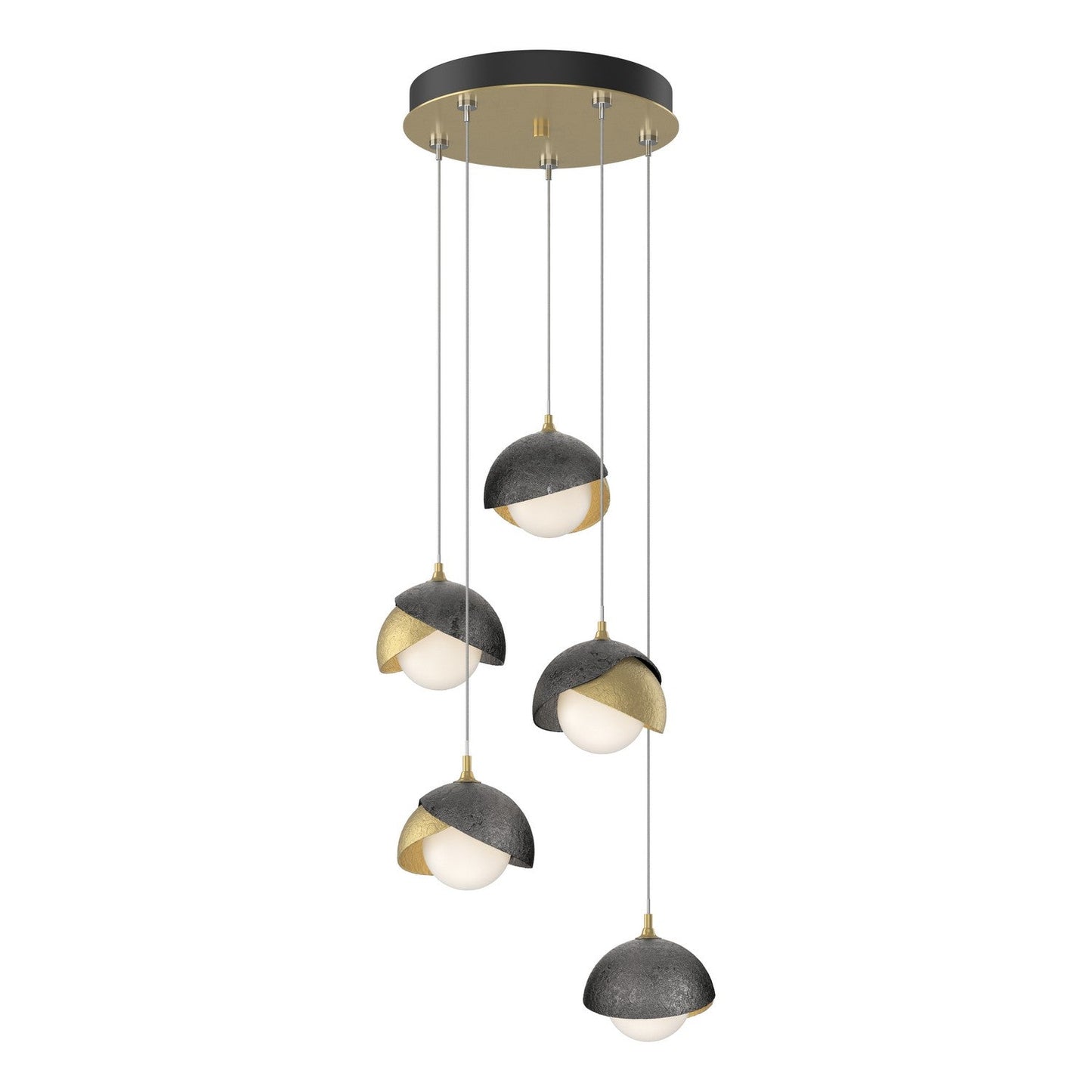 Brooklyn 5-Light Double Shade Pendant In Modern Brass