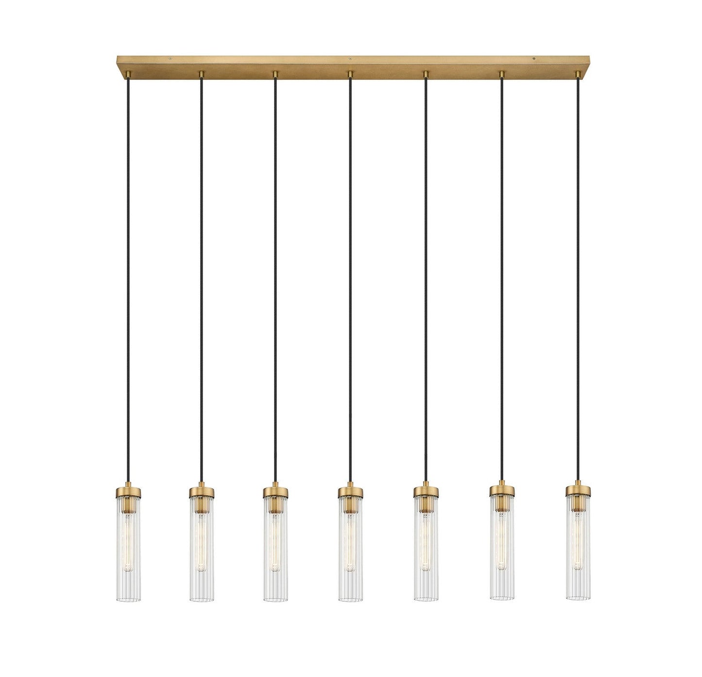 Z-LIte Beau Seven Light Linear Chandelier In Rubbed Brass