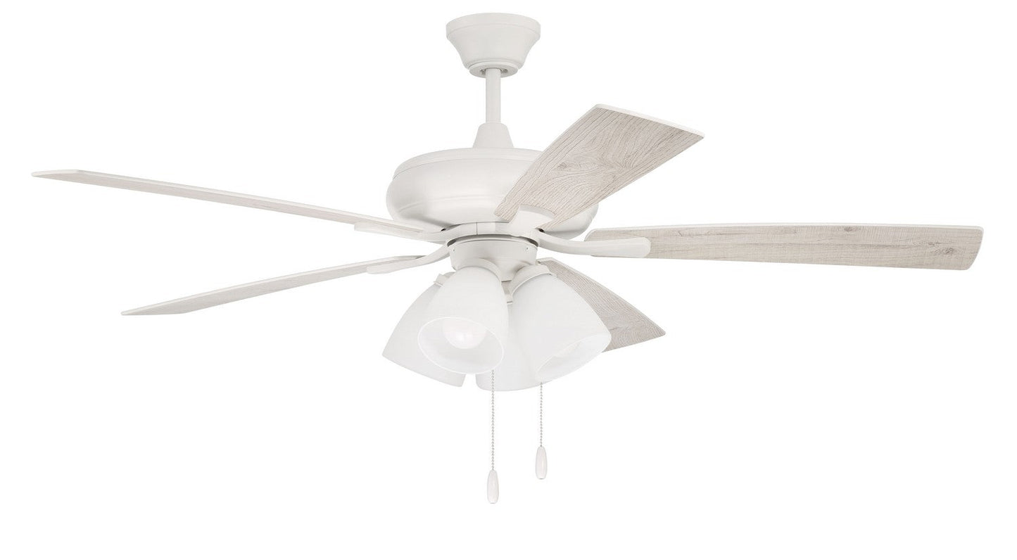 Eos Frost 4 Light 52" Ceiling Fan In White