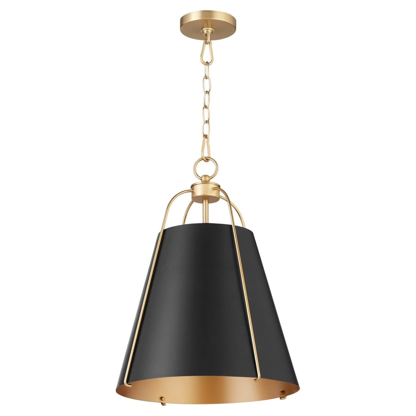 Ellen Pendant In Matte Black & Aged Brass