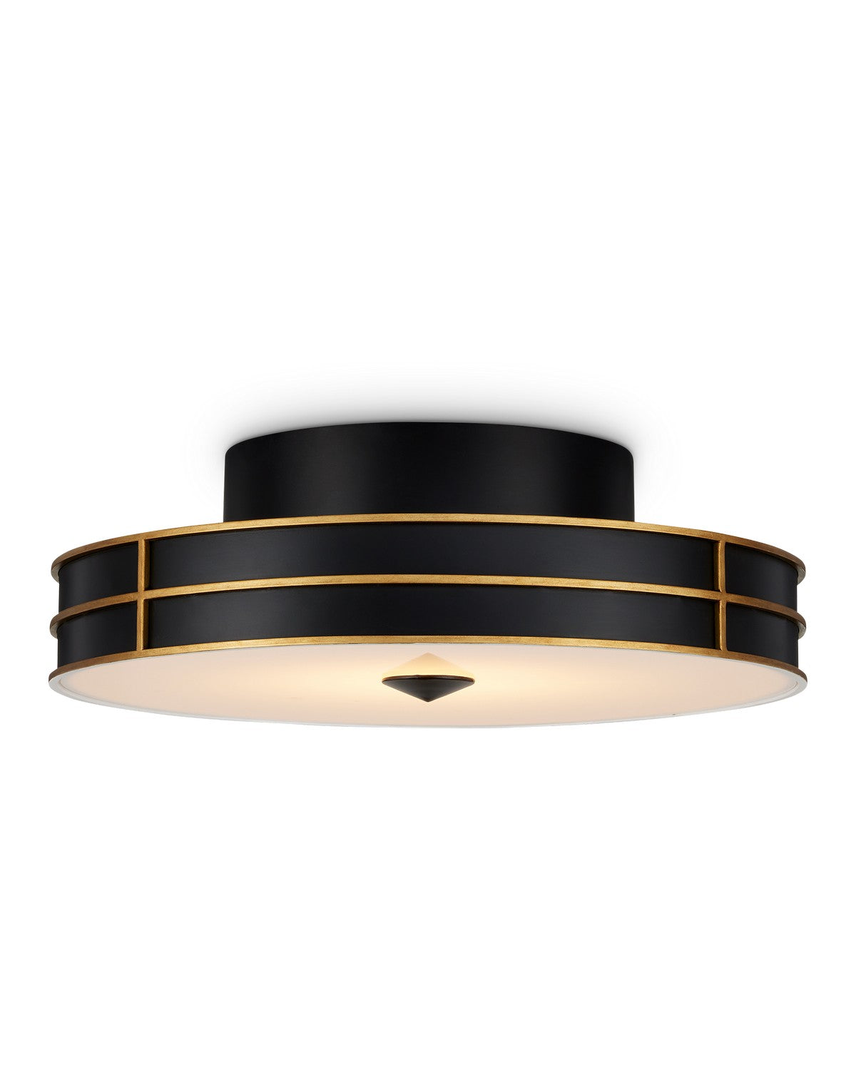 Fielding 1-Light Flush Mount In Satin Black, Contemporary Gold & White