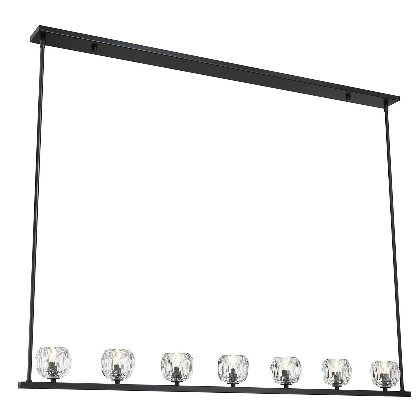 Aragon Linear LED Chandelier In Matte Black & Crystal Shades