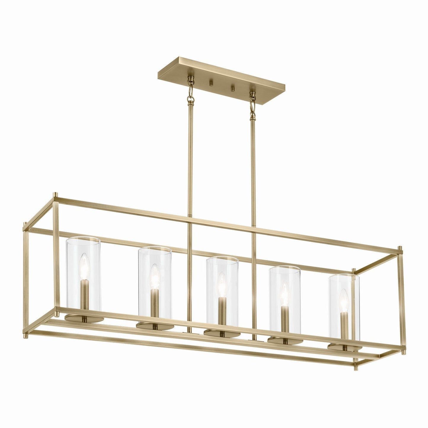 Crosby 5-Light Linear Chandelier In Natural Brass