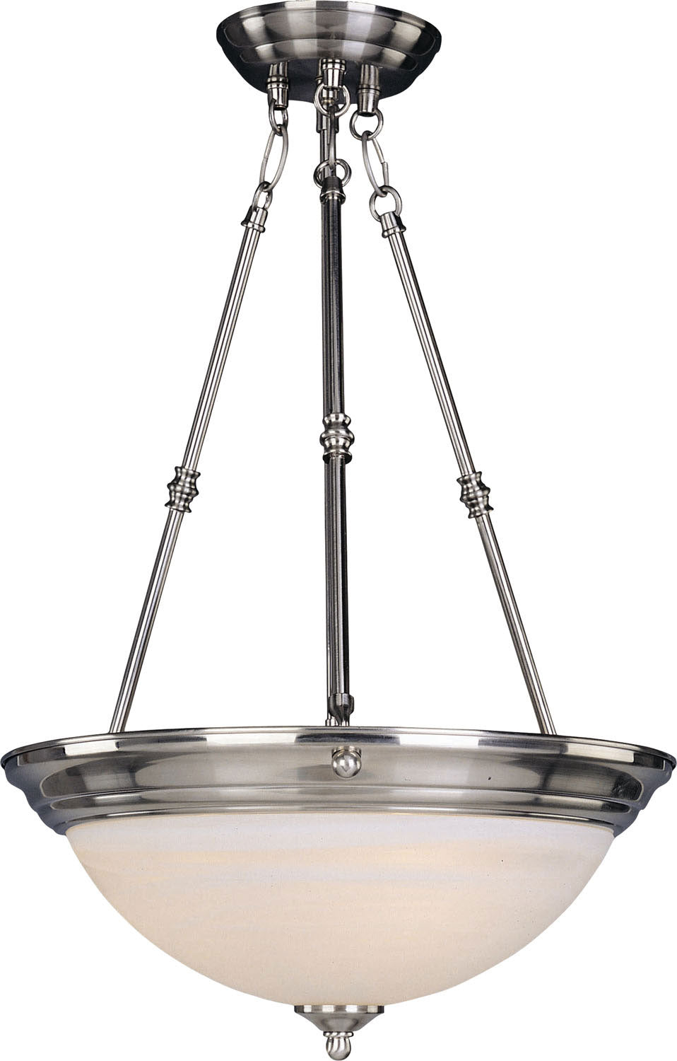 Maxim Essentials 3-Light Invert Bowl Pendant In Satin Nickel With Marble Glass