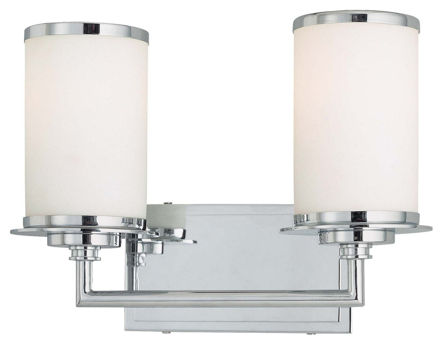 Glass Note 2-Light Bath Vanity In Chrome & White Opal Glass