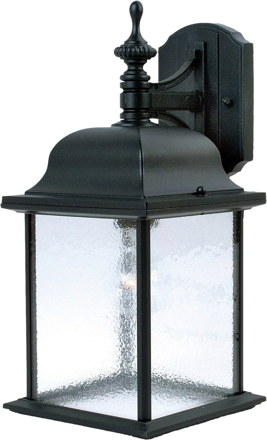 Maxim Senator 1-Light Outdoor Wall Lantern In Black With Seedy Glass