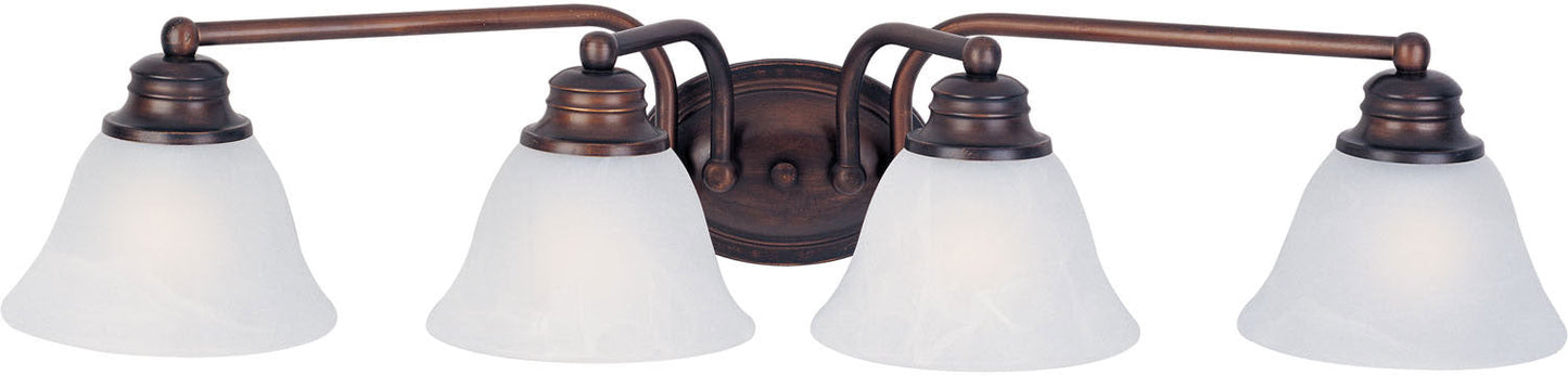 Maxim Malaga 4-Light Bath Vanity In Oil Rubbed Bronze With Marble Glass