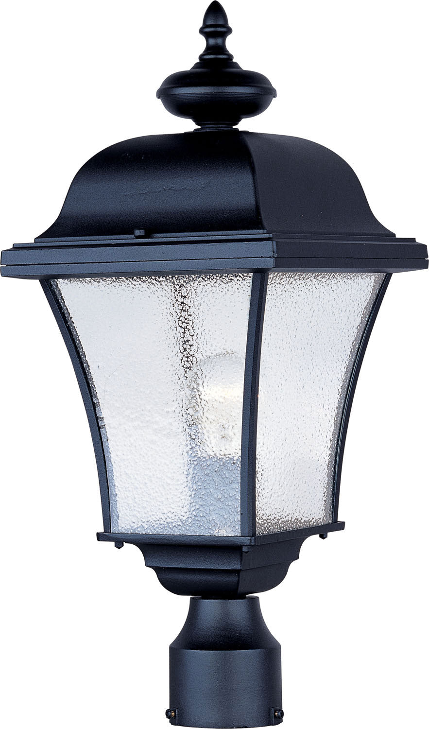 Maxim Senator 1-Light Outdoor Pole/Post Lantern In Black With Seedy Glass