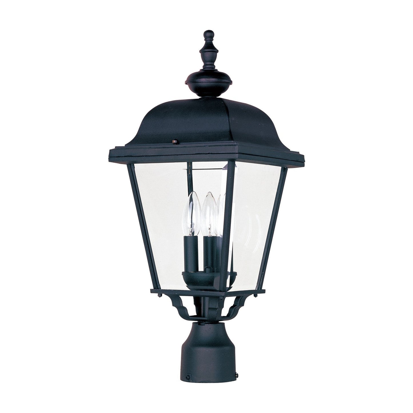 Maxim Builder Cast 3-Light Outdoor Pole/Post Lantern In Black With Clear Glass