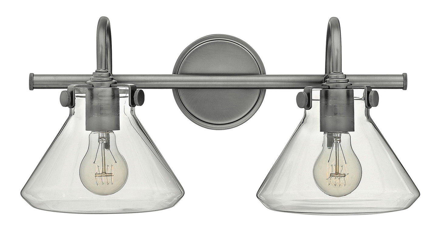 Congress Small Retro Glass Two Light Vanity In Antique Nickel