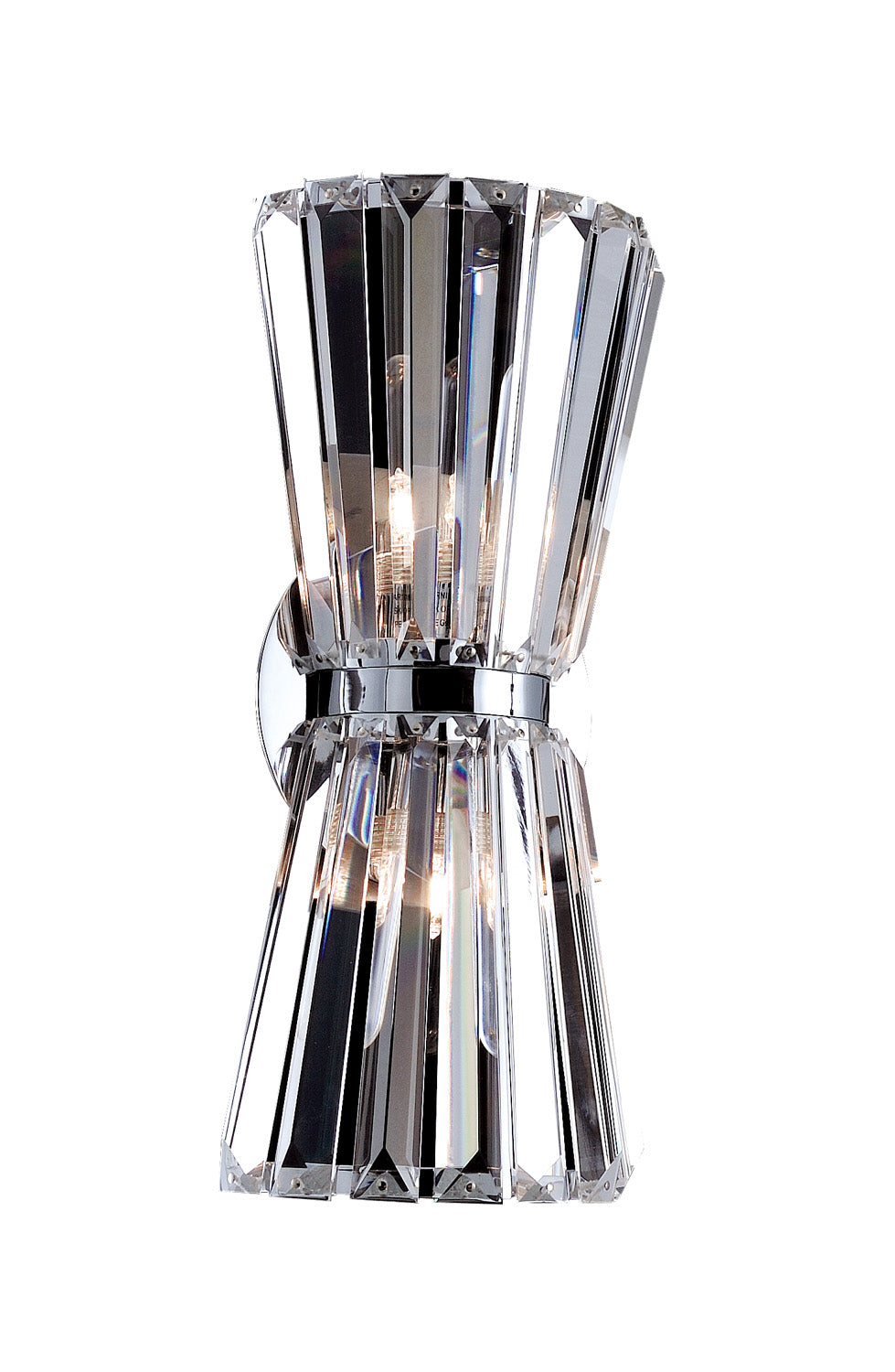 Art Deco Armanno 2-Light Wall Sconce In Chrome With Firenze Clear Crystals