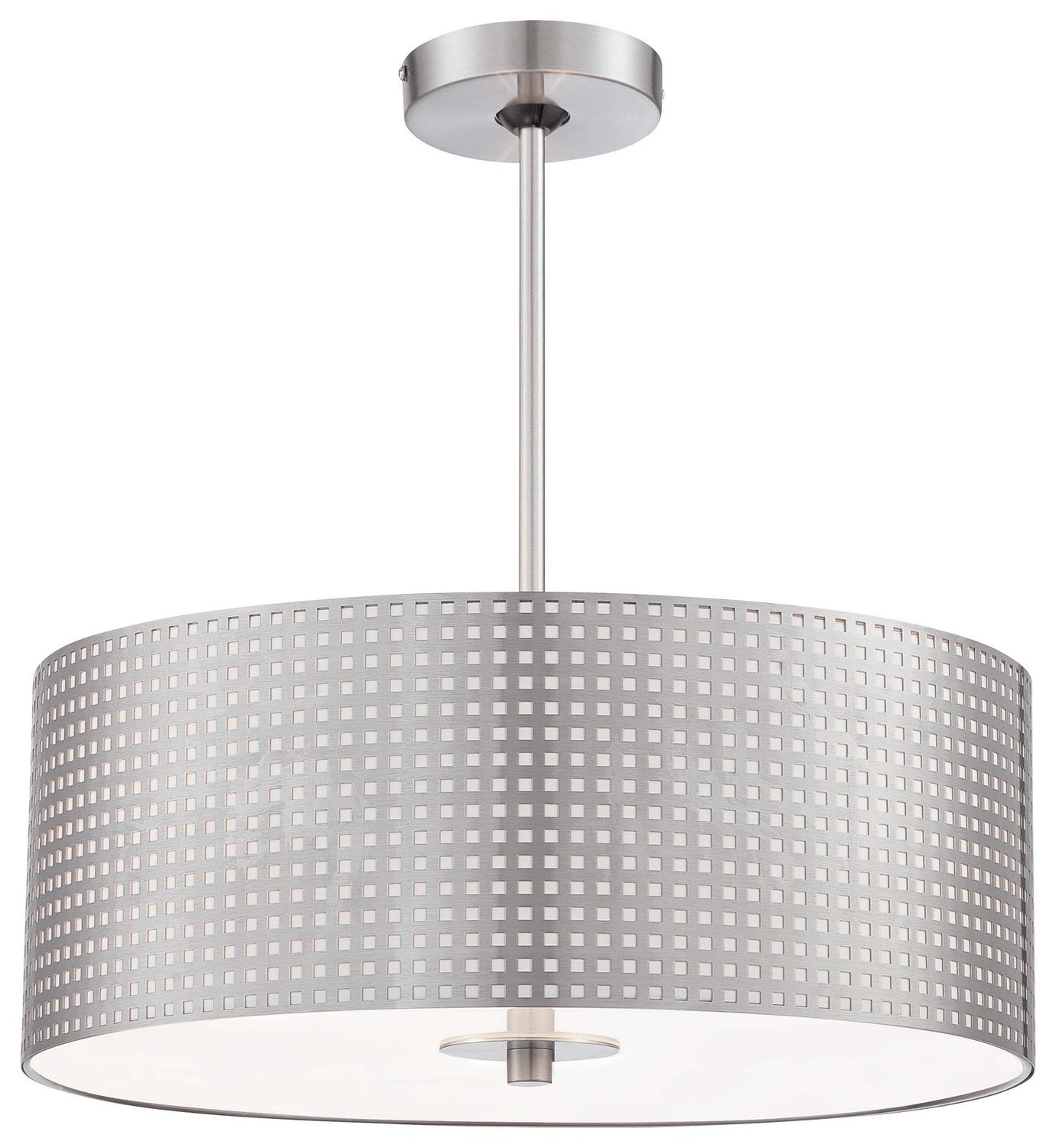 Grid 3-Light Drum Pendant In Brushed Nickel