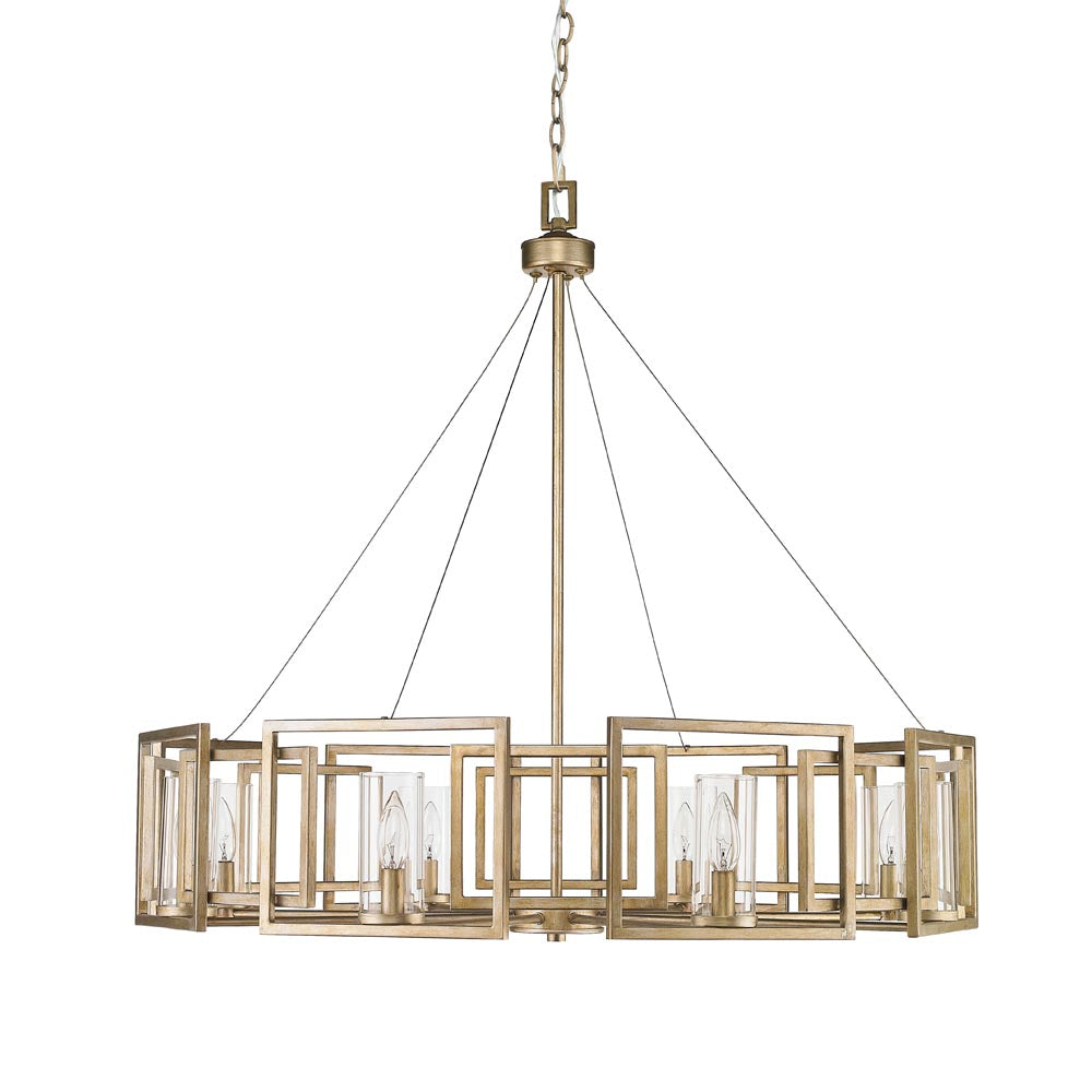 Golden Lighting Marco 8-Light Chandelier In White Gold With Clear Glass