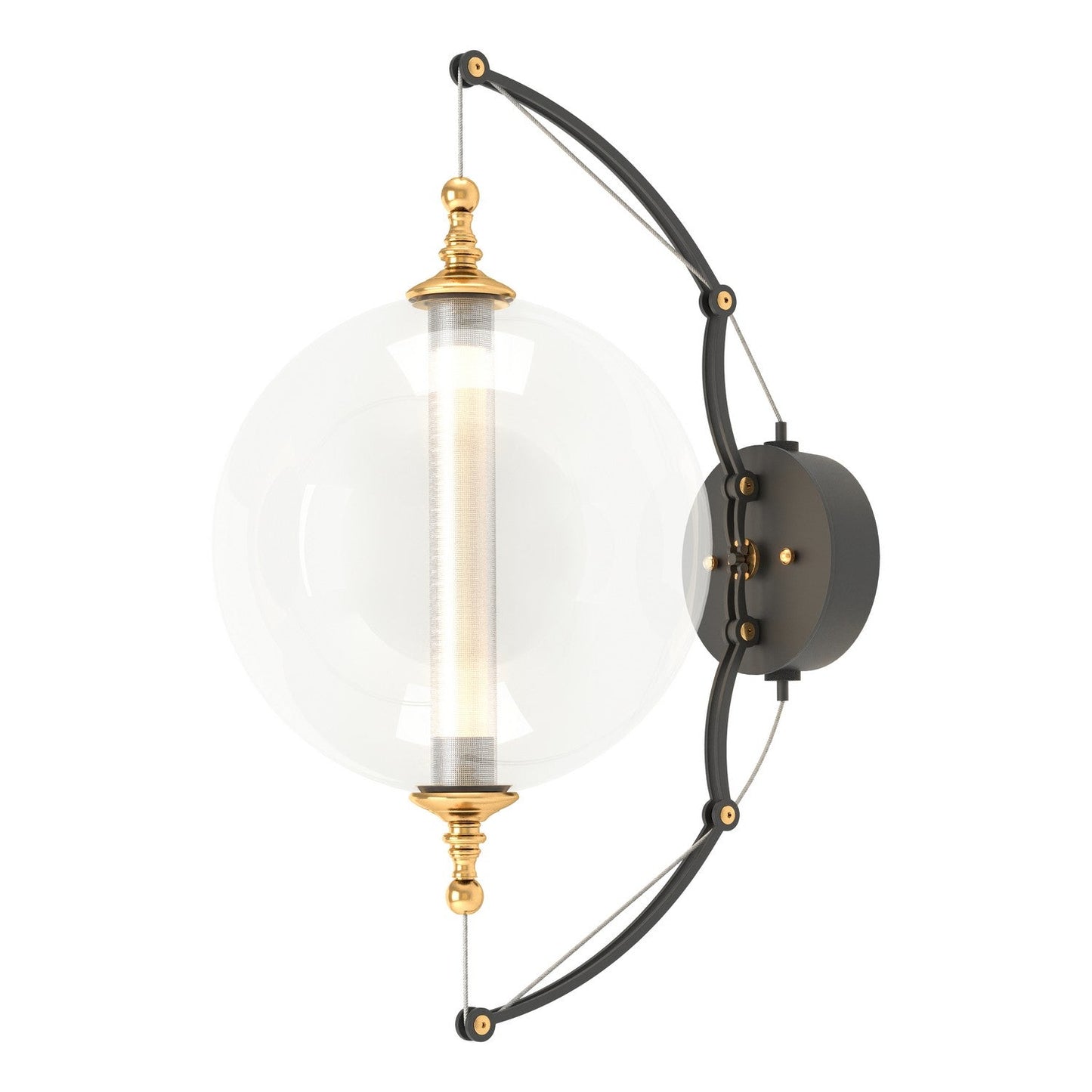 Otto Sphere Sconce In Black With Brass Accents