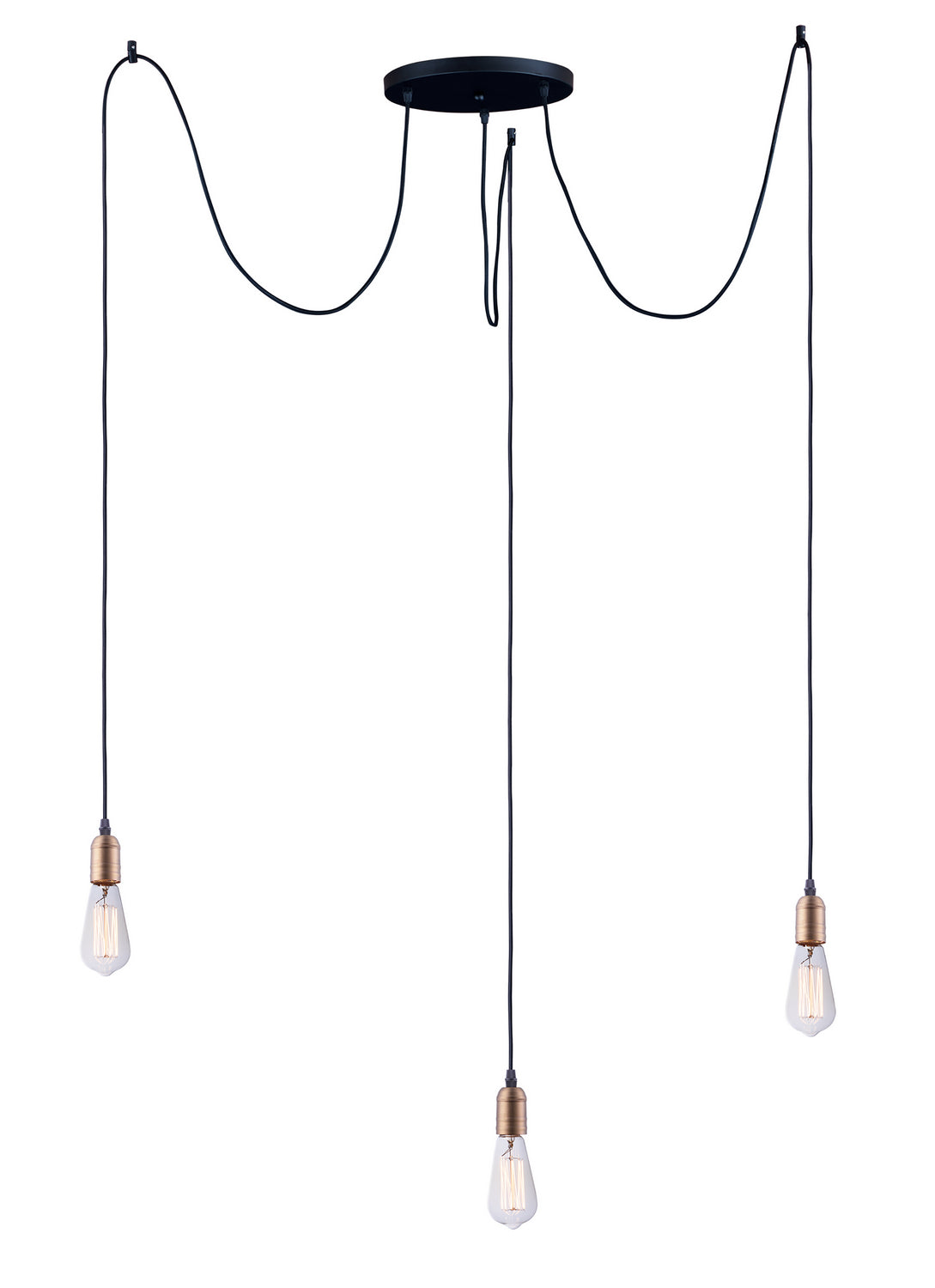 Maxim Early Electric 3-Light Pendant In Black / Antique Brass