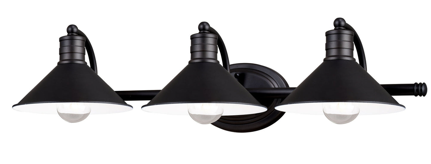 Akron 3-Light Vanity In Oil Rubbed Bronze & Inner Matte White