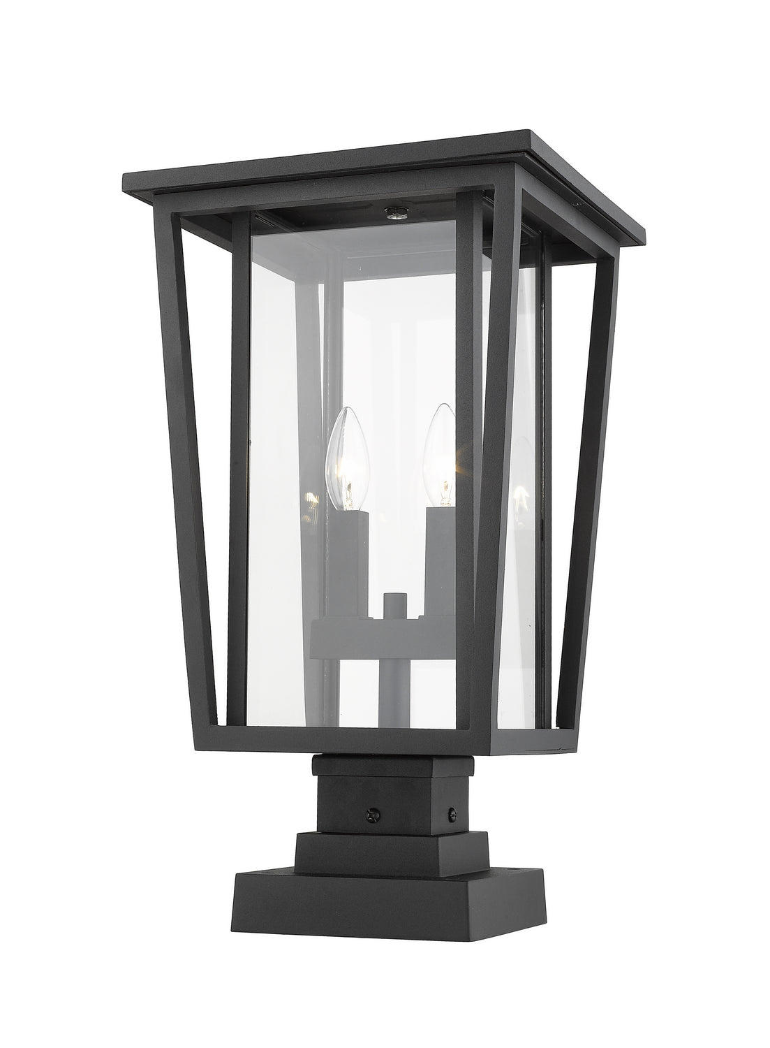 Z-LIte 2-Light Outdoor Pier Mounted Fixture In Black With Clear Glass