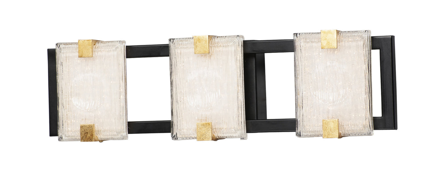 Maxim Radiant 3-Light LED Bath Sconce In Black / Gold Leaf