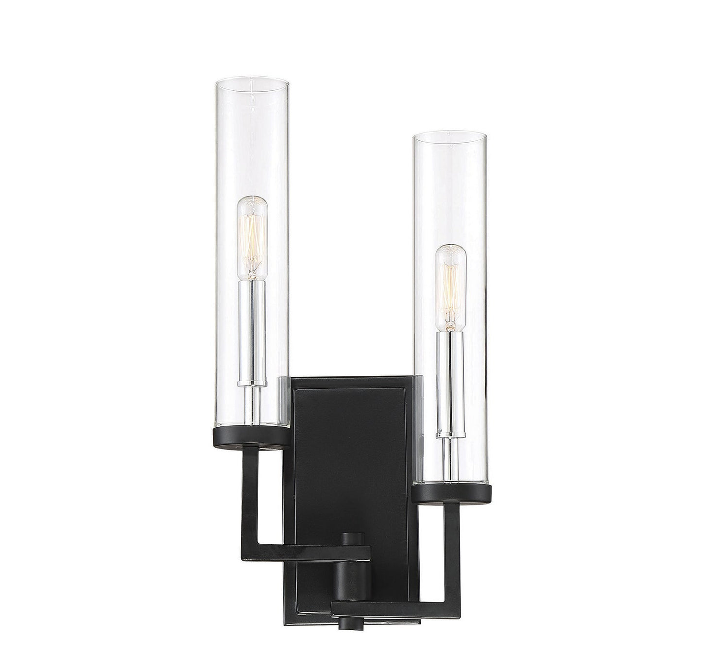 Folsom 2-Light Sconce In Matte Black With Polished Chrome Accents