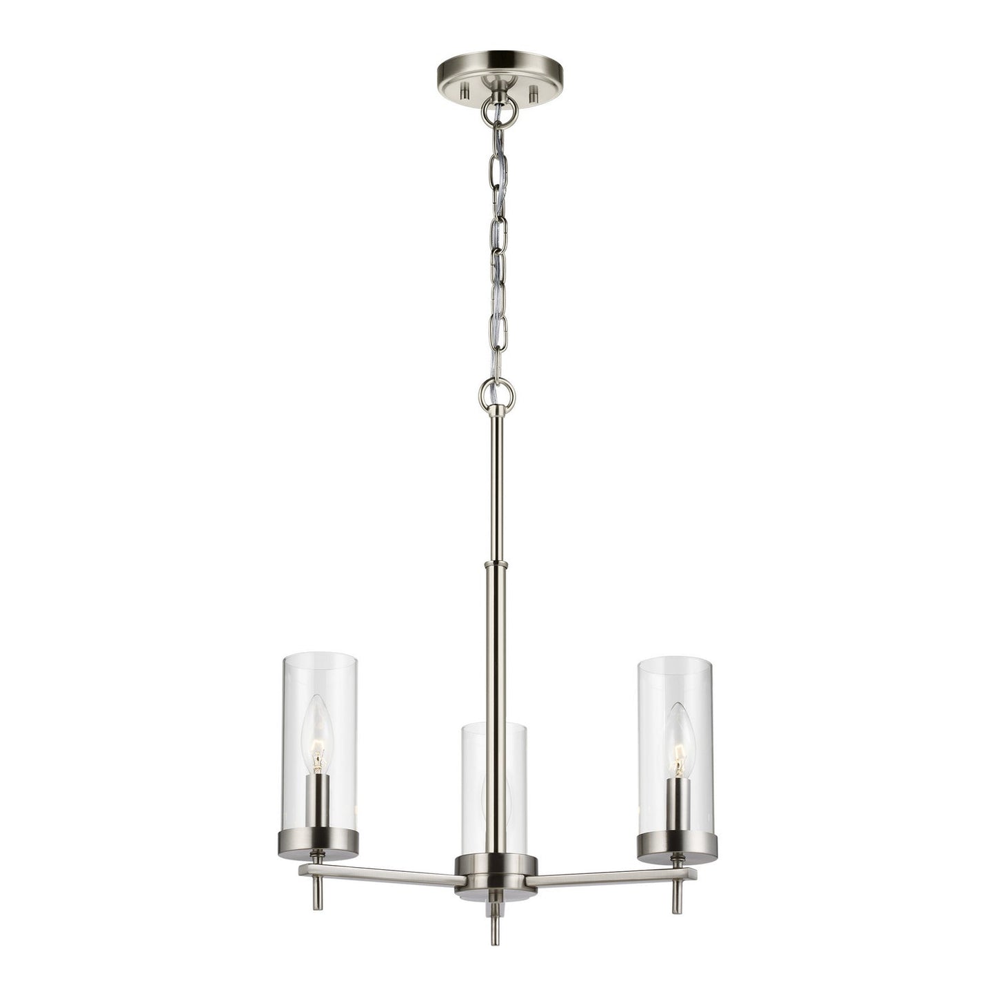 Zire 3-Light Chandelier In Brushed Nickel With Clear Glass