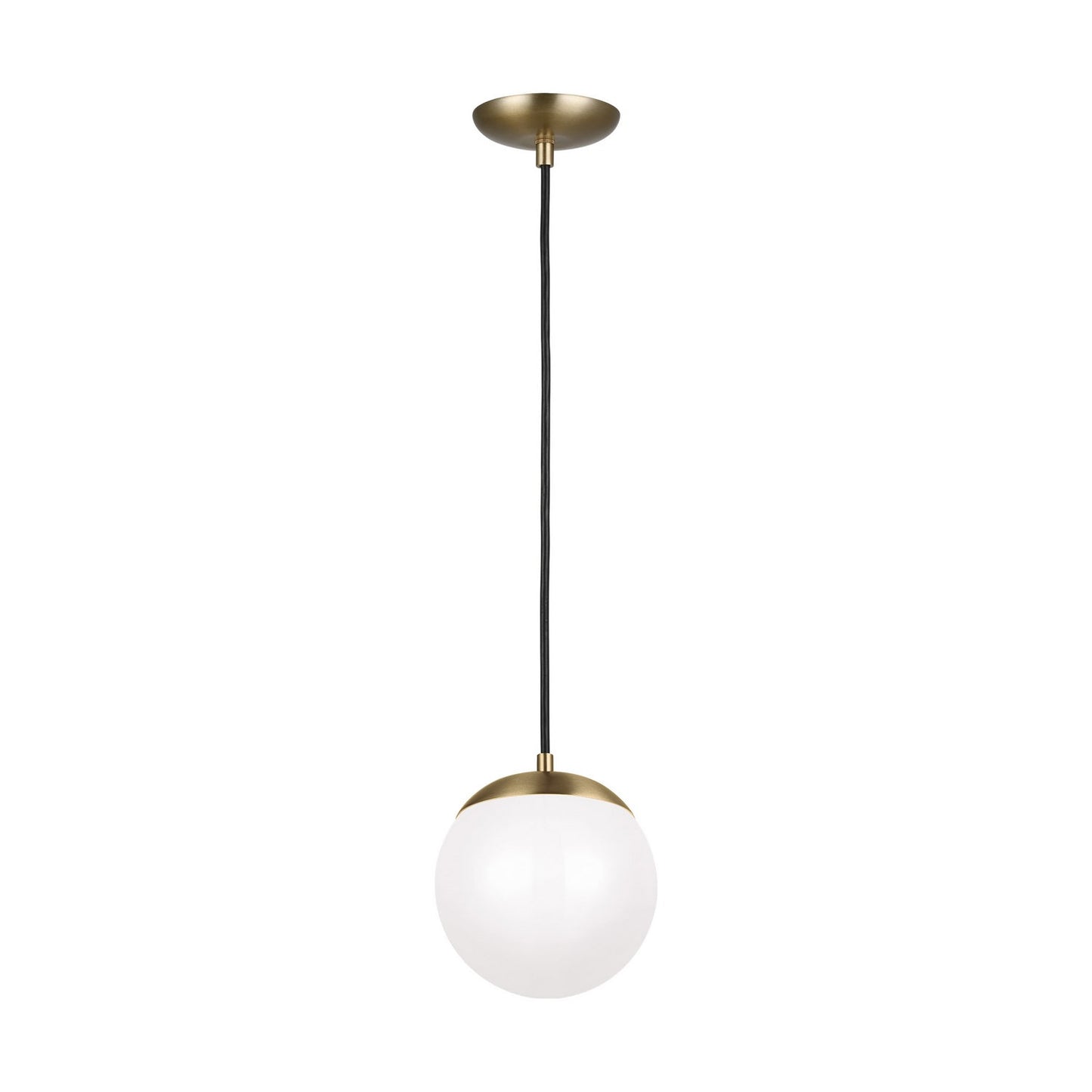 Leo Hanging Globe Small LED Pendant In Satin Bronze With Smooth White Glass
