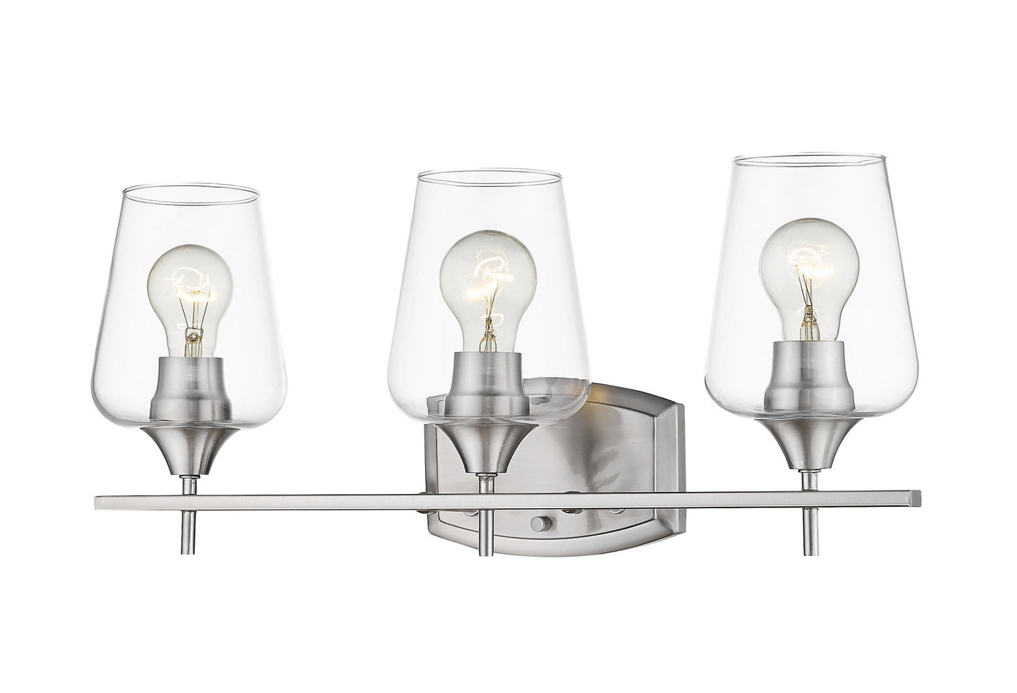 Z-LIte Joliet 3-Light Vanity In Brushed Nickel With Clear Glass Shade
