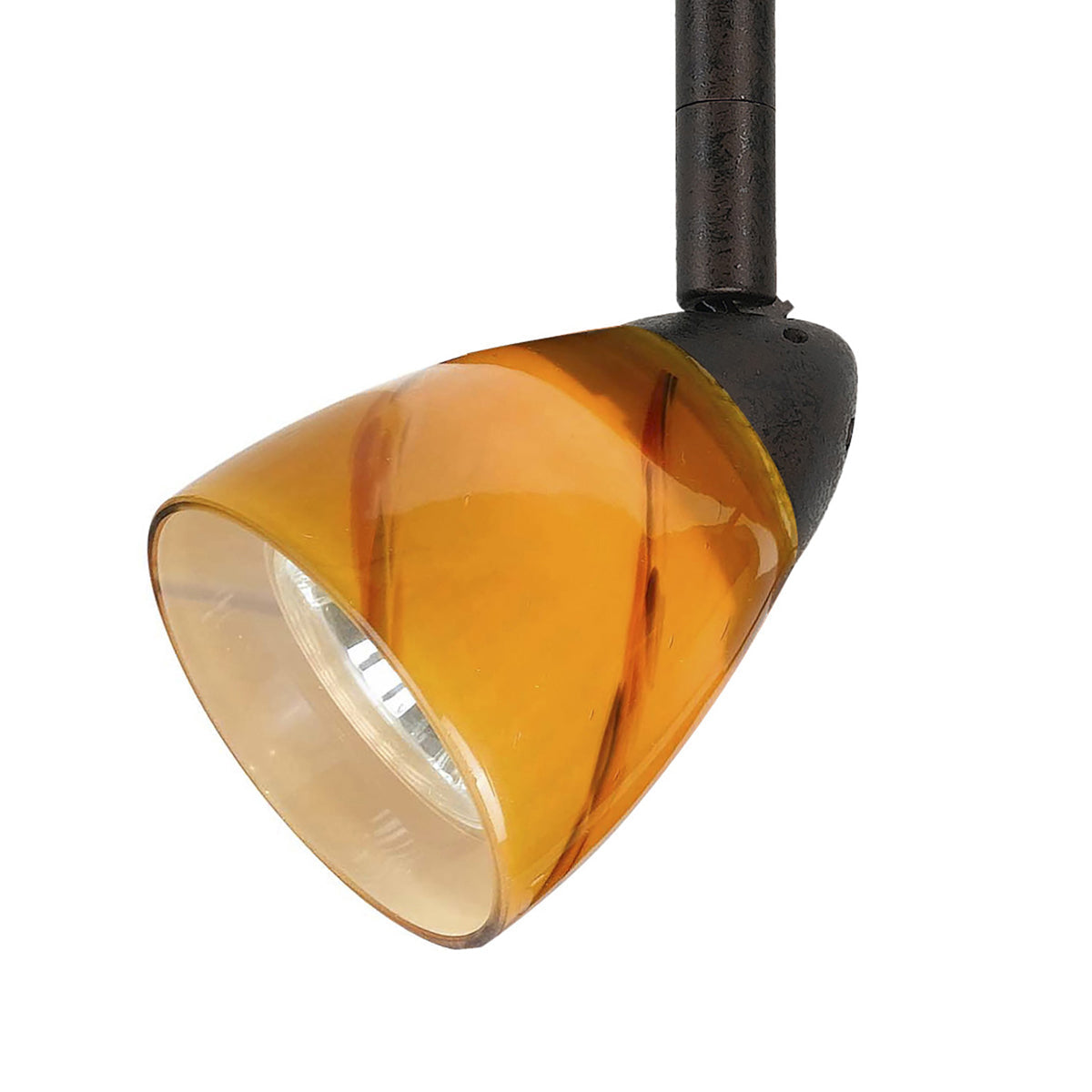 4 87" Tall Serpentine Track Head With Shade In Rust With Yellow Amber Spot Glass