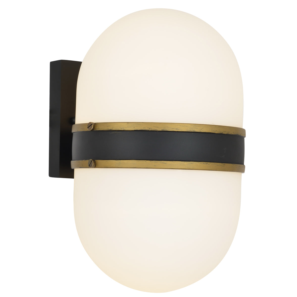 Capsule 2-Light Outdoor Wall Mount In Matte Black & Textured Gold