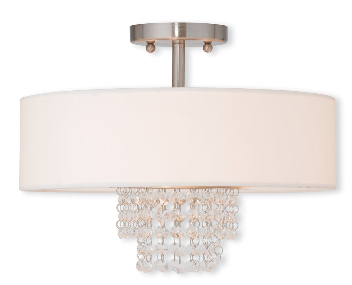 Livex Lighting Carlisle 3-Light Ceiling Mount In Brushed Nickel