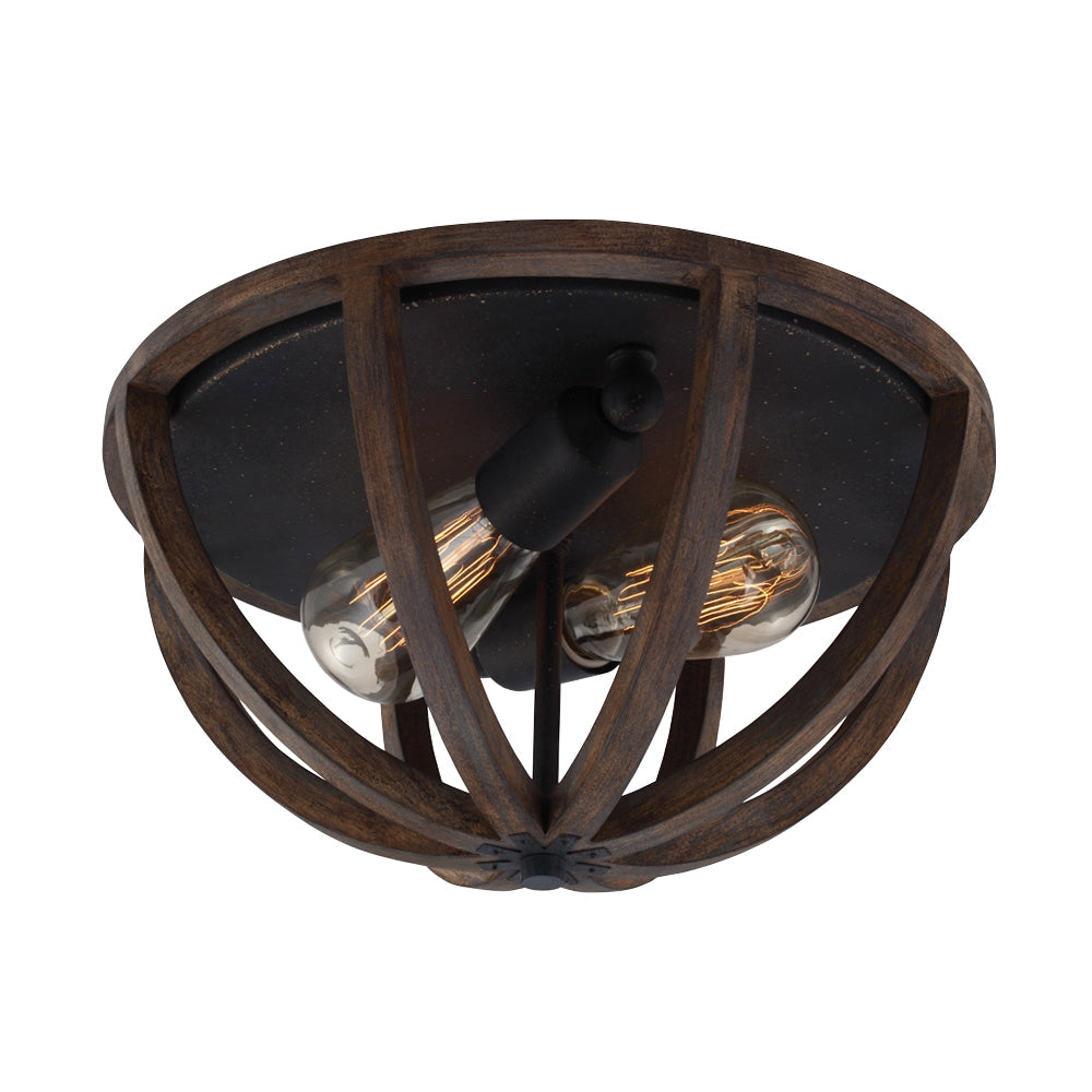 Allier Ceiling Light In Weathered Oak Wood/Antique Forged Iron