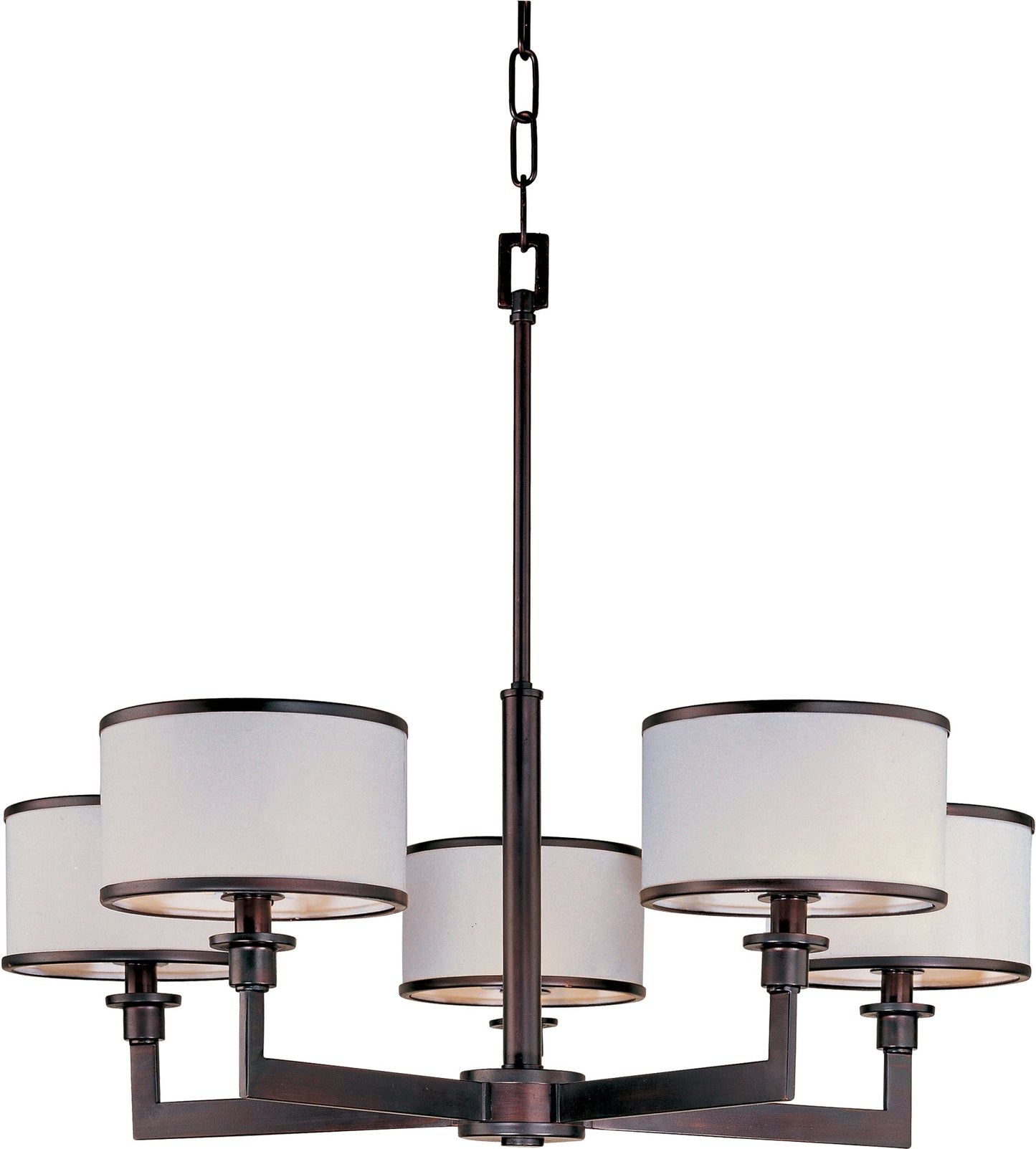 Maxim Nexus 5-Light Chandelier In Oil Rubbed Bronze With White Glass/Shade