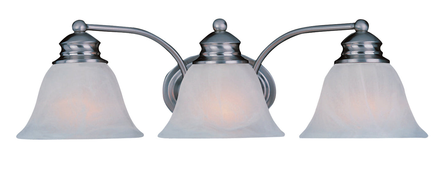 Maxim Malaga 3-Light Bath Vanity In Satin Nickel With Frosted Glass