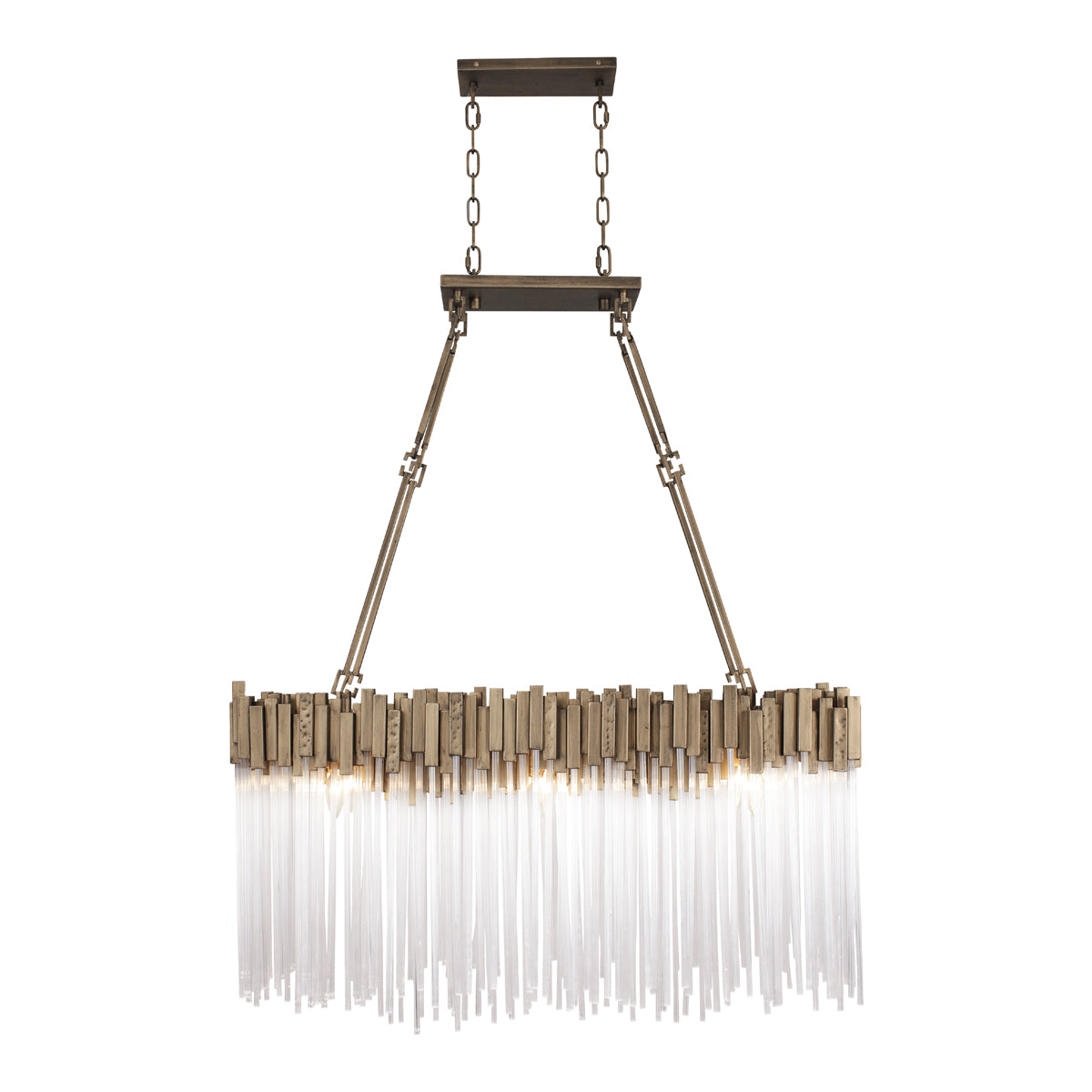 Matrix 6-Light Linear Pendant In Havana Gold With Clear Fluted Glass