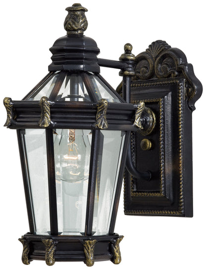  Stratford Hall 1-Light Wall Mount In Heritage With Gold Highlights & Clear Beveled Glass