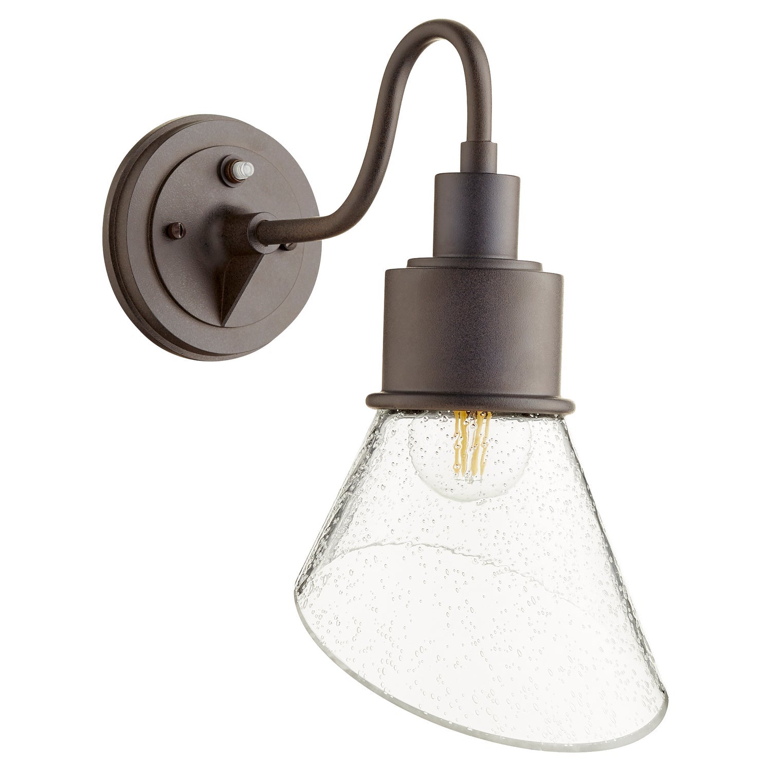  Torrey Medium Wall Mount In Oiled Bronze With Clear Seeded Glass