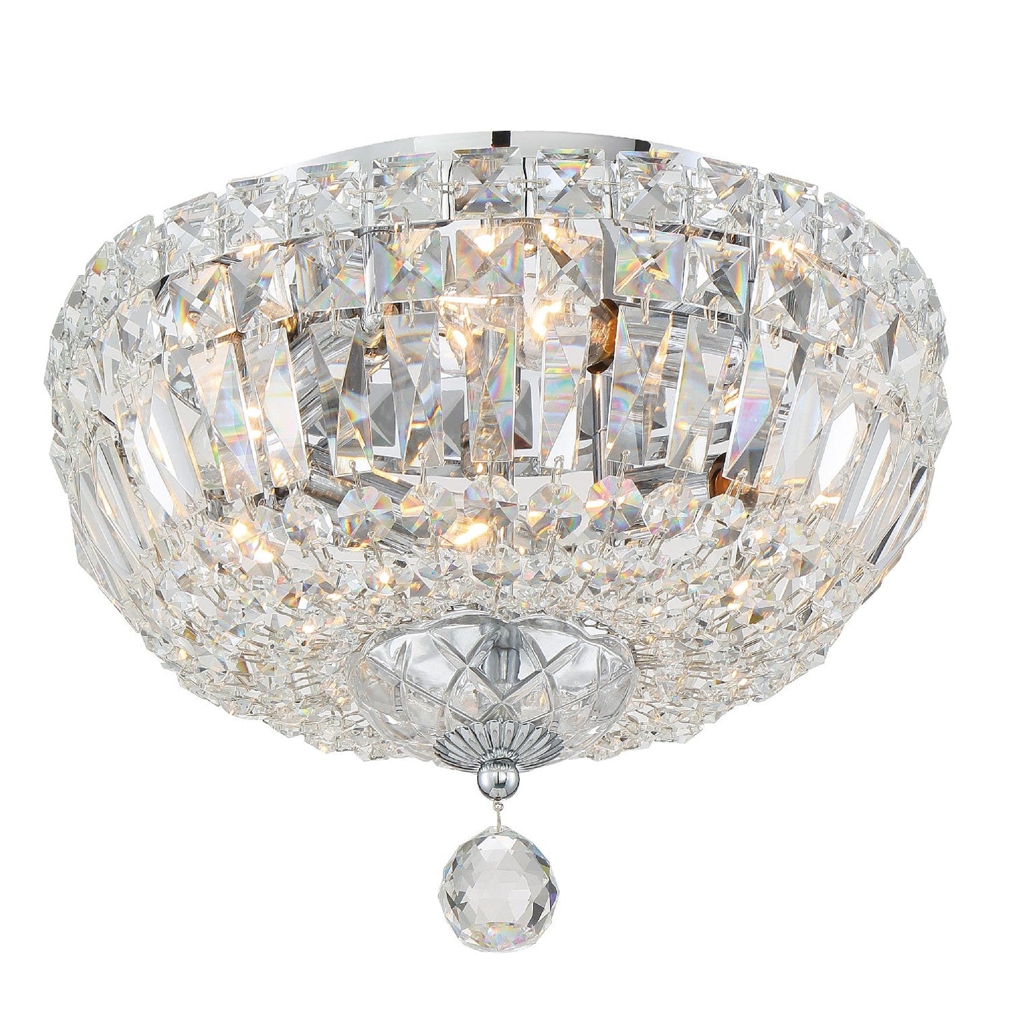  Rosyln 4-Light Ceiling Mount In Polished Chrome With Hand Cut Crystal