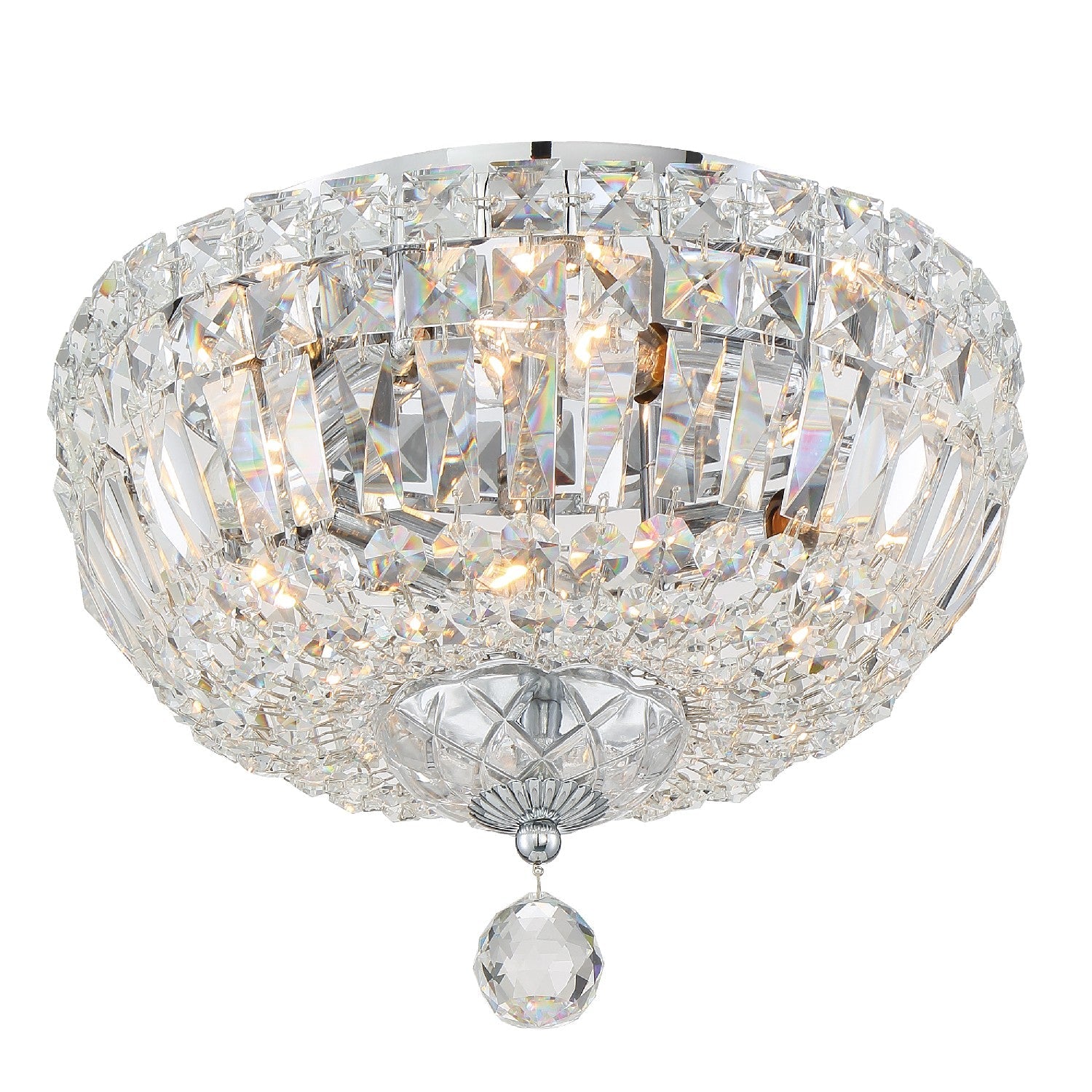  Rosyln 4-Light Ceiling Mount In Polished Chrome With Hand Cut Crystal
